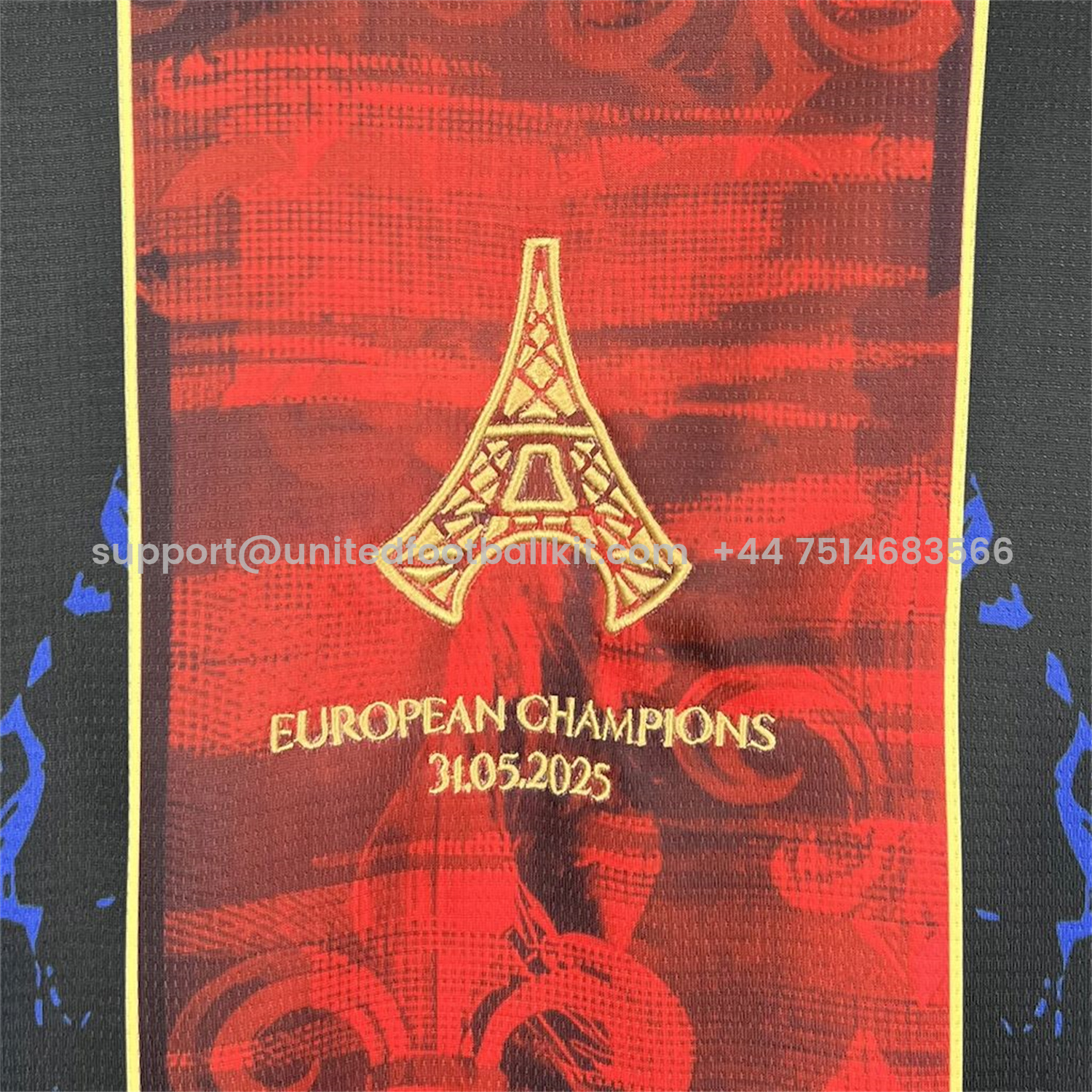 Unitedfootballkit.com | Paris Saint-Germain PSG 25-26 Champions League Commemorative Edition Blue Red Eiffel Tower T-shirts -Customize Name, Number and Patch | Worldwide Shipping