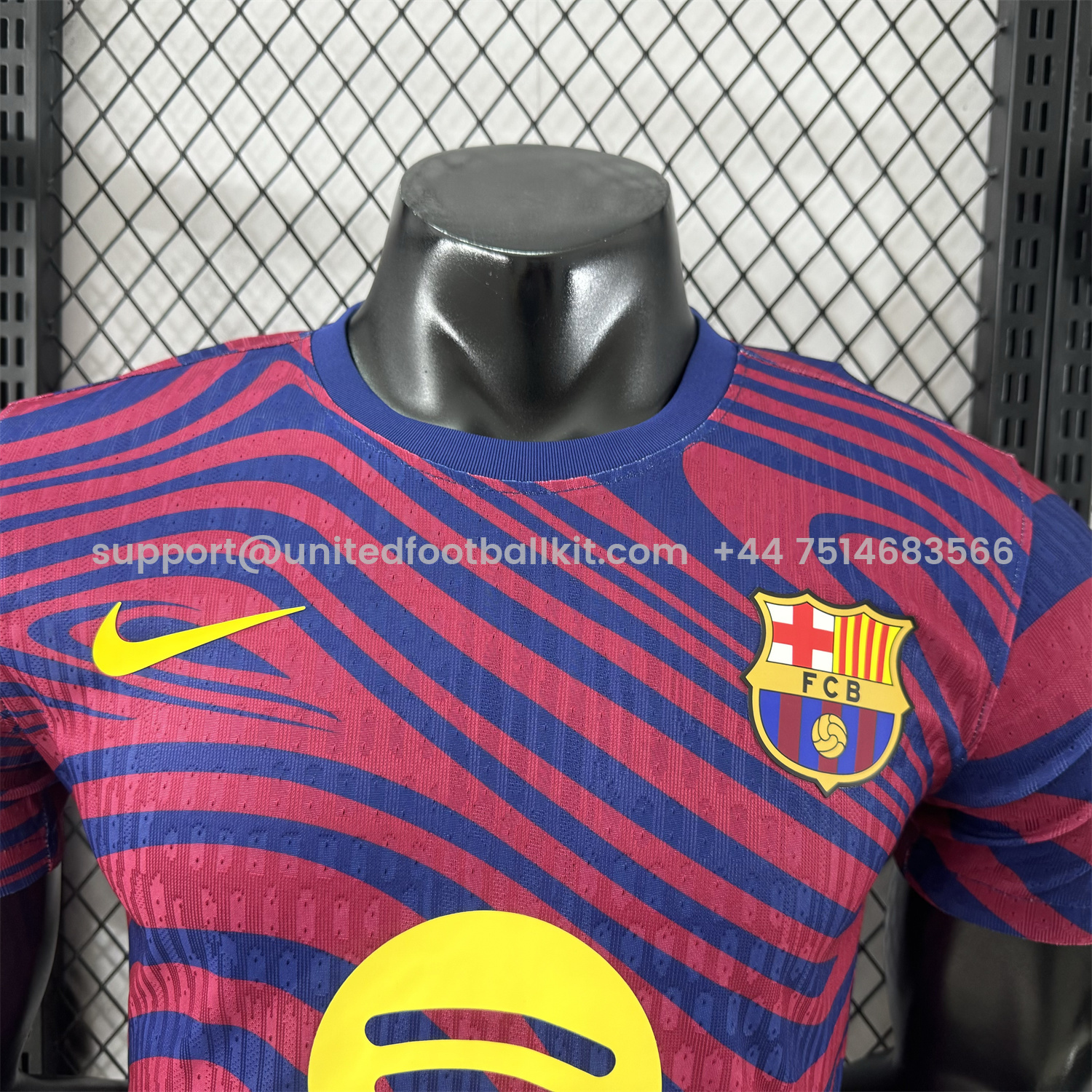 Unitedfootballkit.com | Barcelona 25-26 Red & Blue Contours Special Jersey - Player Version -Customize Name, Number and Patch | Worldwide Shipping