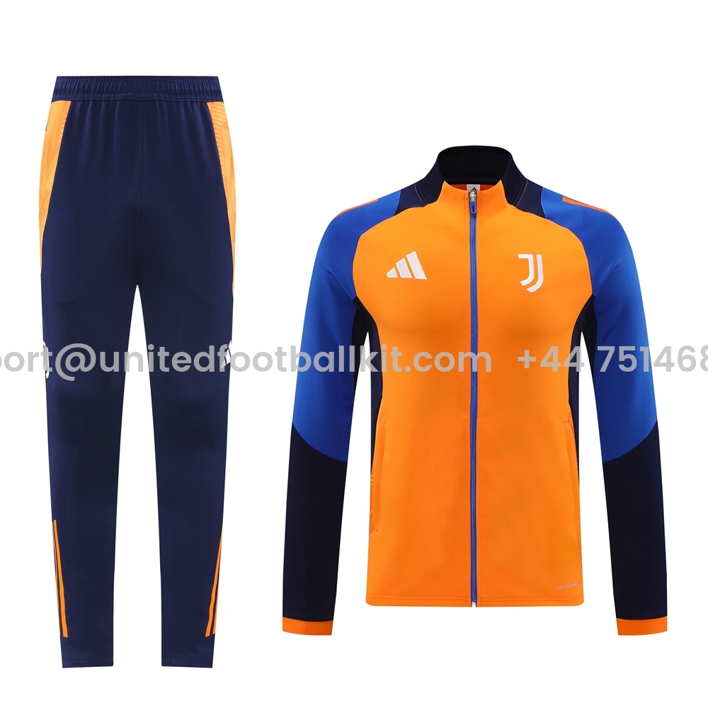 Unitedfootballkit.com | Juventus 24-25 Jacket Training Tracksuit - Orange -Customize Name, Number and Patch | Worldwide Shipping
