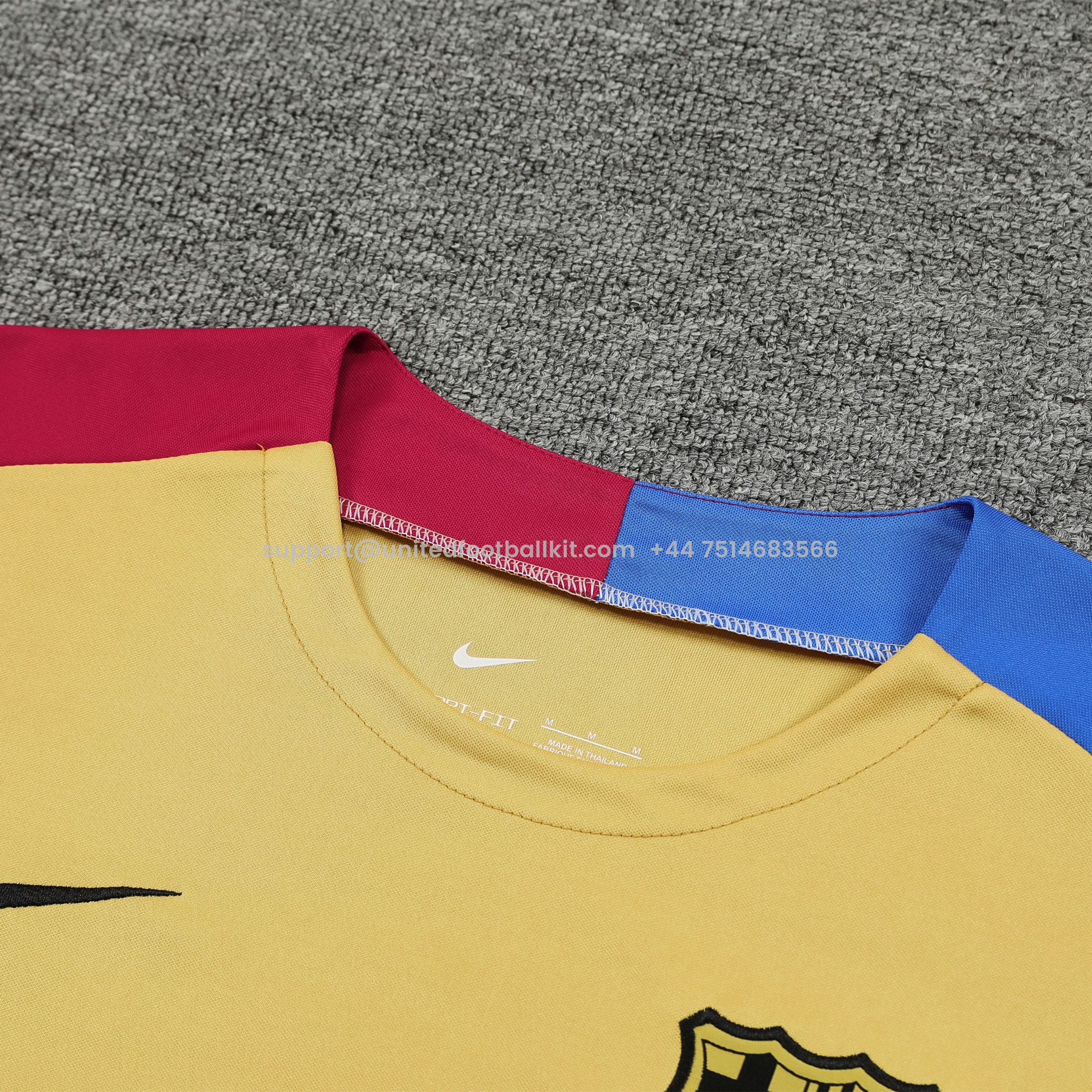 Unitedfootballkit.com | Barcelona 24-25 Short-Sleeve Training Set - Khaki Top & Black Shorts -Customize Name, Number and Patch | Worldwide Shipping