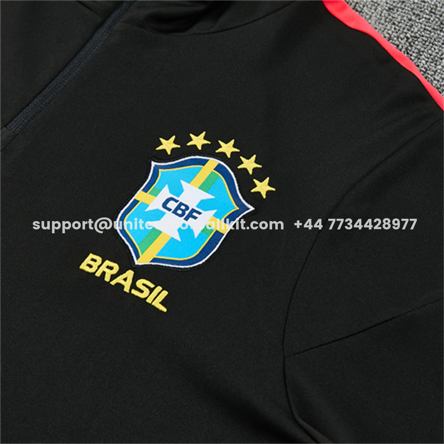 Unitedfootballkit.com | Brazil X JD 2026 Long Sleeves Training Set - Black Top And Black Orange Pants -Customize Name, Number and Patch | Worldwide Shipping