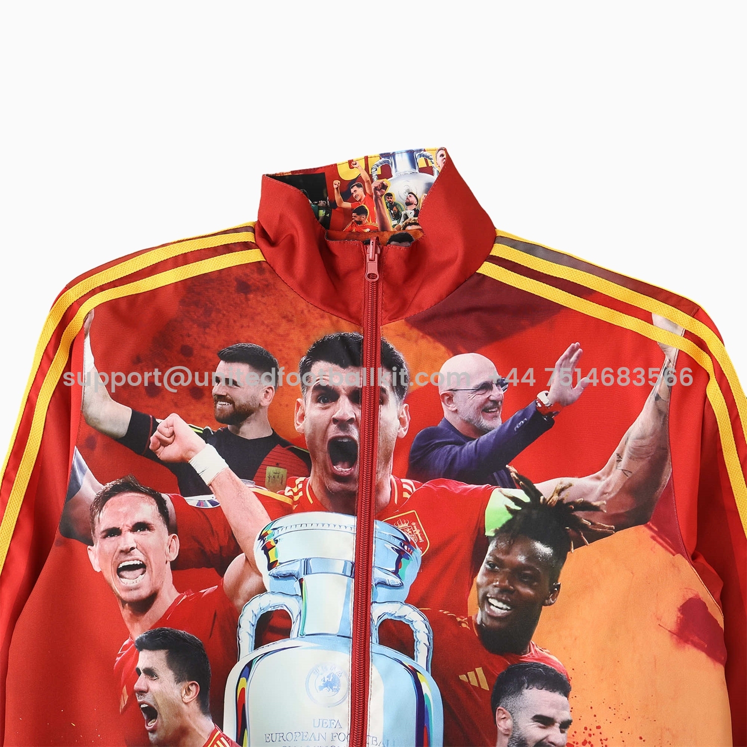 Unitedfootballkit.com | Spain 24-25 Red Double Sided Reversible Windbreaker - 2024 EURO Championship -Customize Name, Number and Patch | Worldwide Shipping