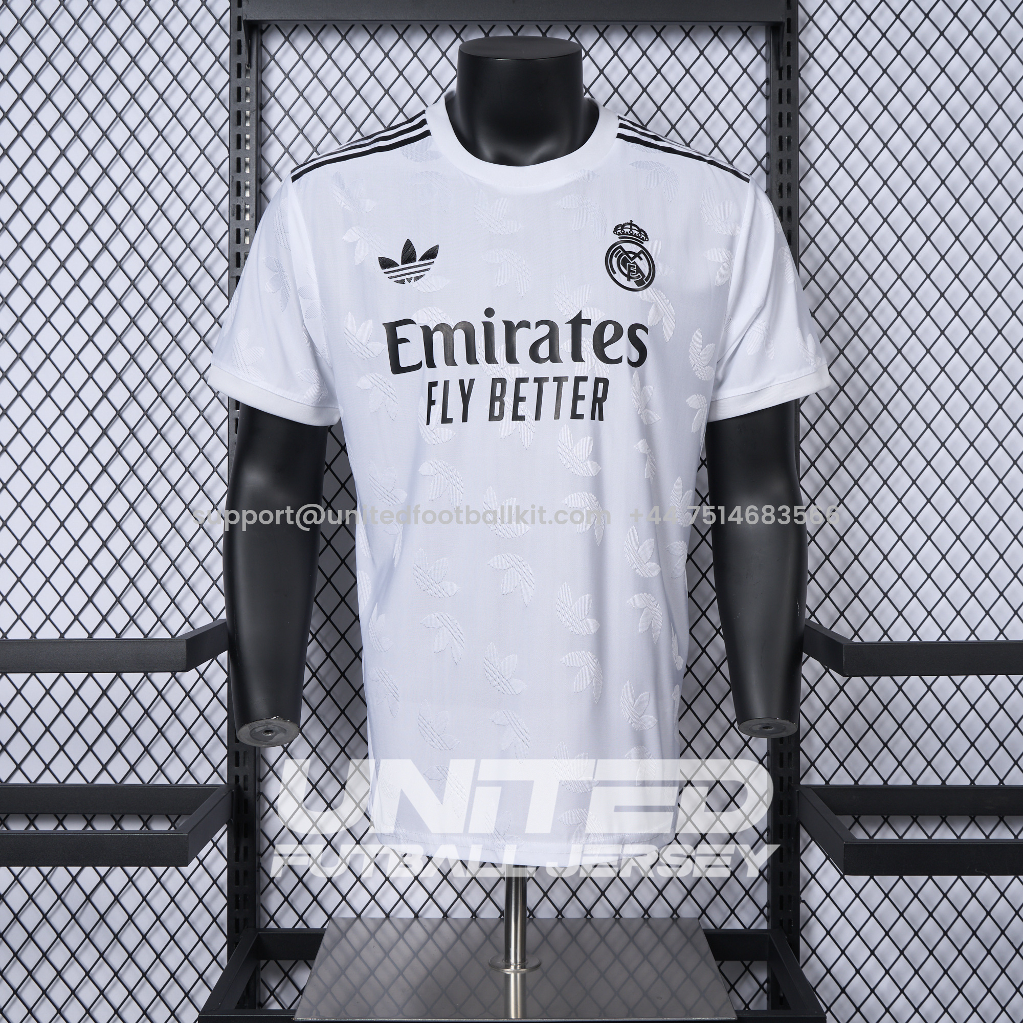 Unitedfootballkit.com | Real Madrid 24-25 Trefoil White Jersey - Player Version -Customize Name, Number and Patch | Worldwide Shipping