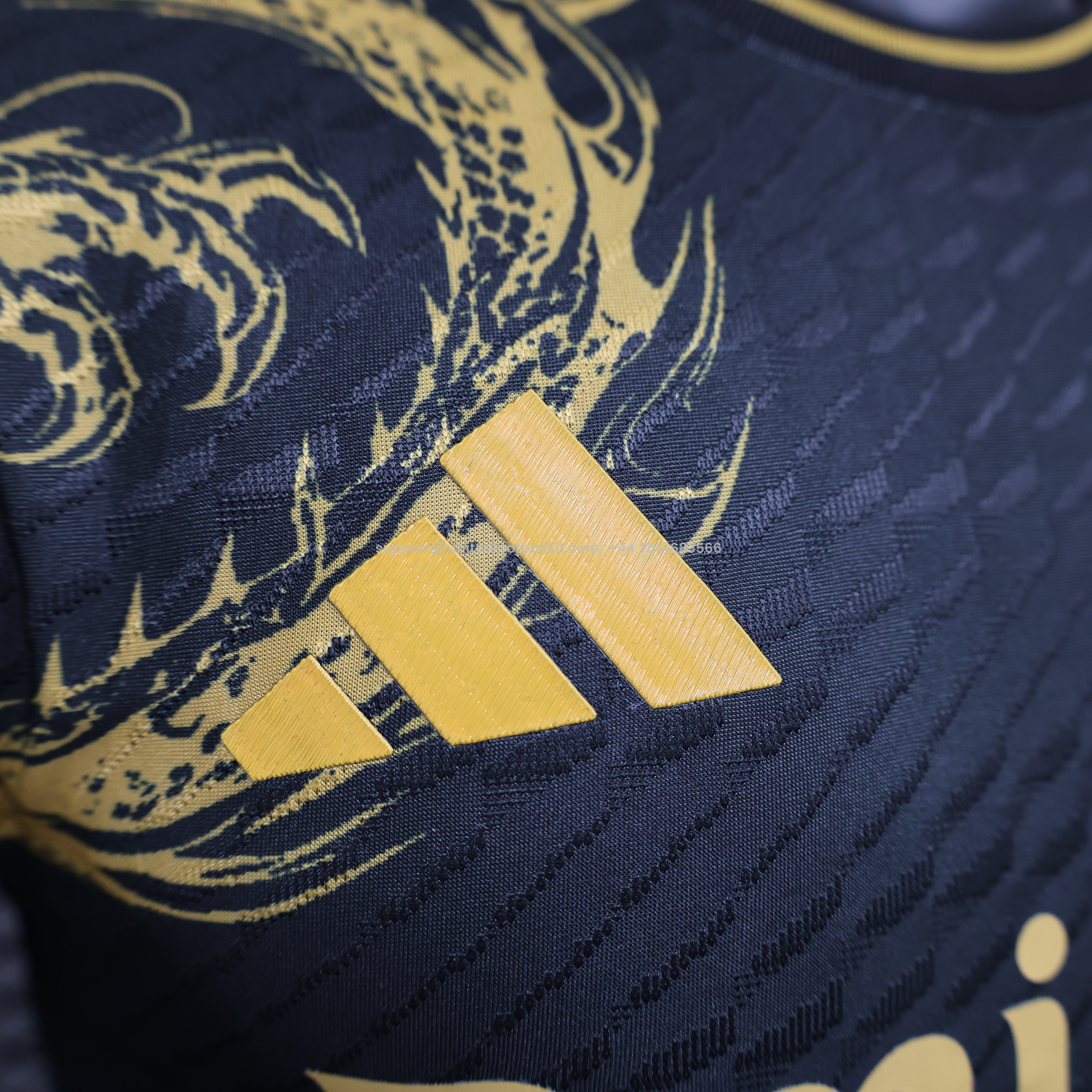Unitedfootballkit.com | Real Madrid 24-25 Gold Dragon Special Edition Black Jersey - Player Version -Customize Name, Number and Patch | Worldwide Shipping