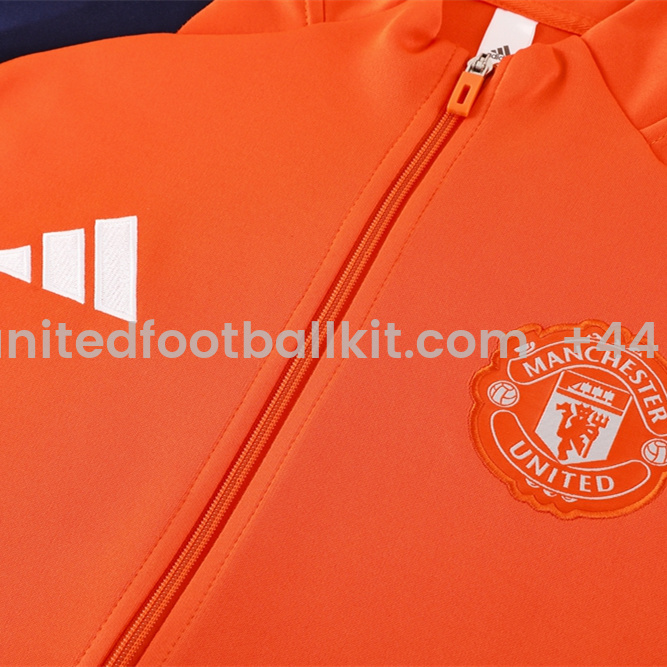 Unitedfootballkit.com | Manchester United 24-25 Jacket Training Tracksuit - Orange -Customize Name, Number and Patch | Worldwide Shipping