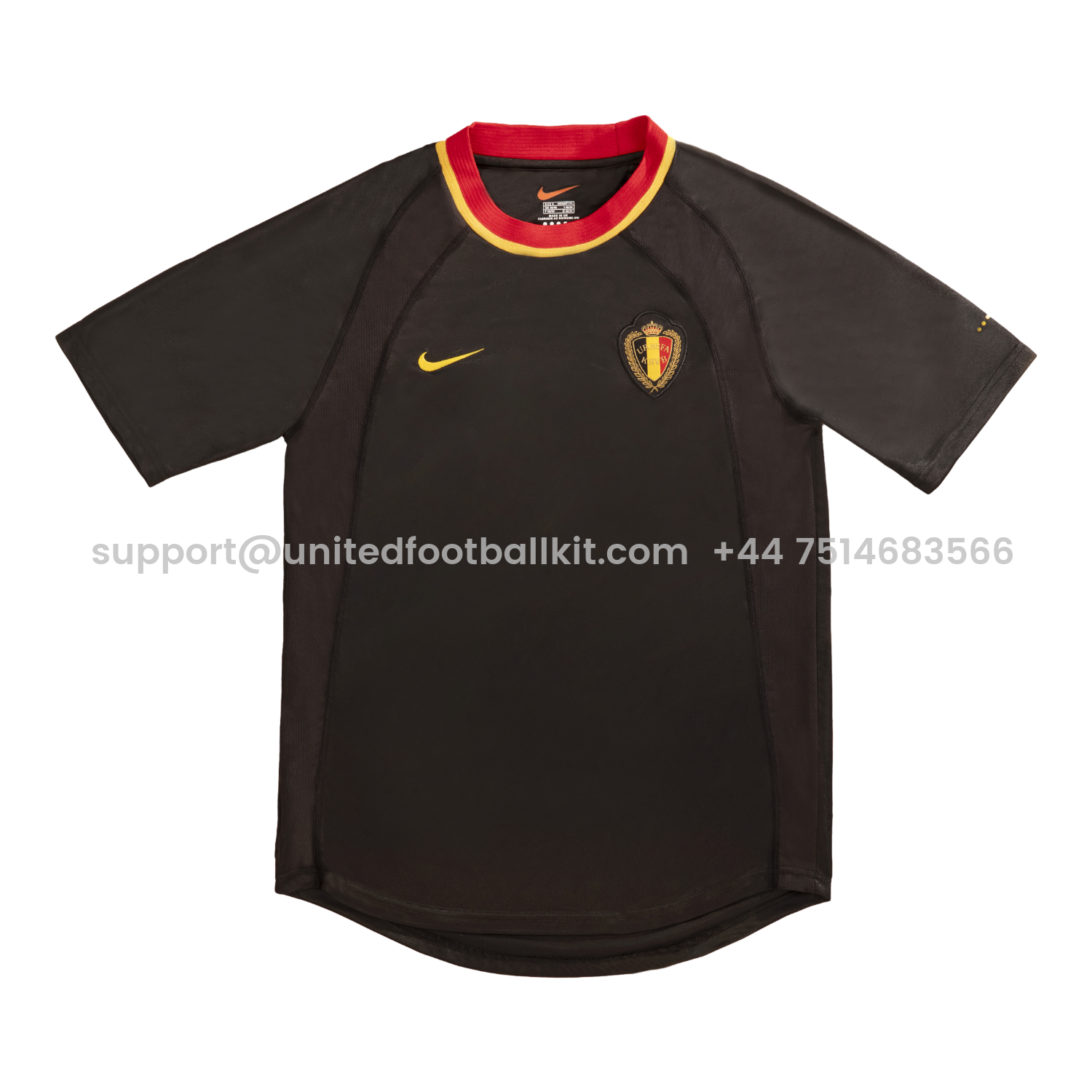 Unitedfootballkit.com | Retro Belgium 2000 Away Black Jersey -Customize Name, Number and Patch | Worldwide Shipping