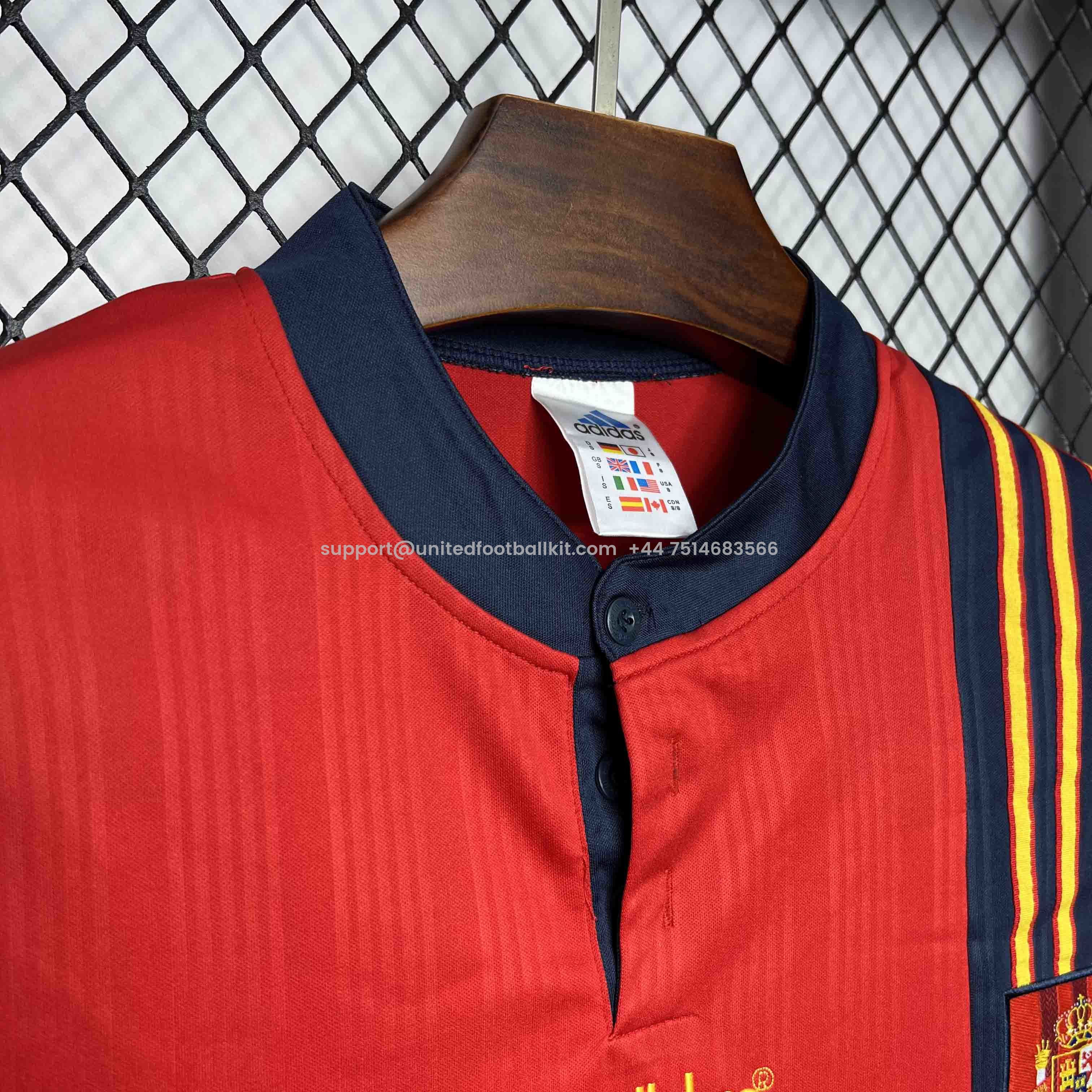 Unitedfootballkit.com | Retro Spain 1996 Home Jersey -Customize Name, Number and Patch | Worldwide Shipping