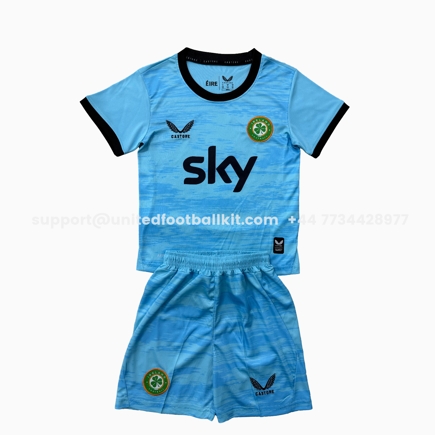 Unitedfootballkit.com | Ireland 2026 Blue Goalkeeper Kids Kit -Customize Name, Number and Patch | Worldwide Shipping