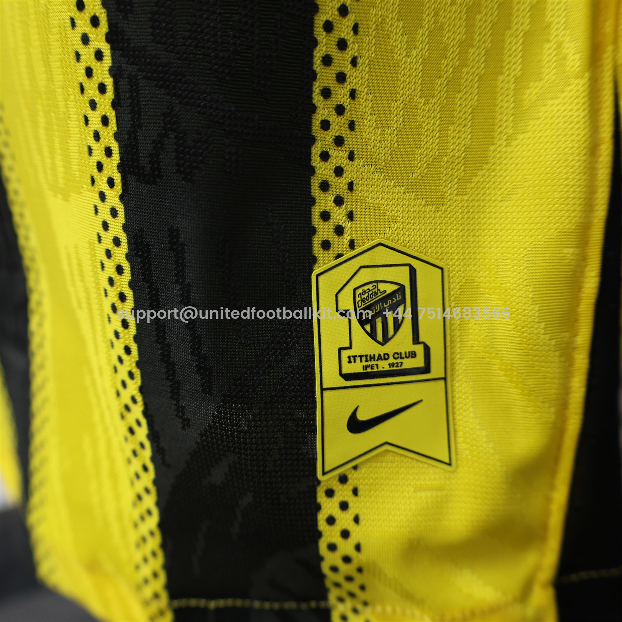 Unitedfootballkit.com | Al Ittihad Jeddah United 24-25 Home Jersey with New Sponsers - Player Version -Customize Name, Number and Patch | Worldwide Shipping