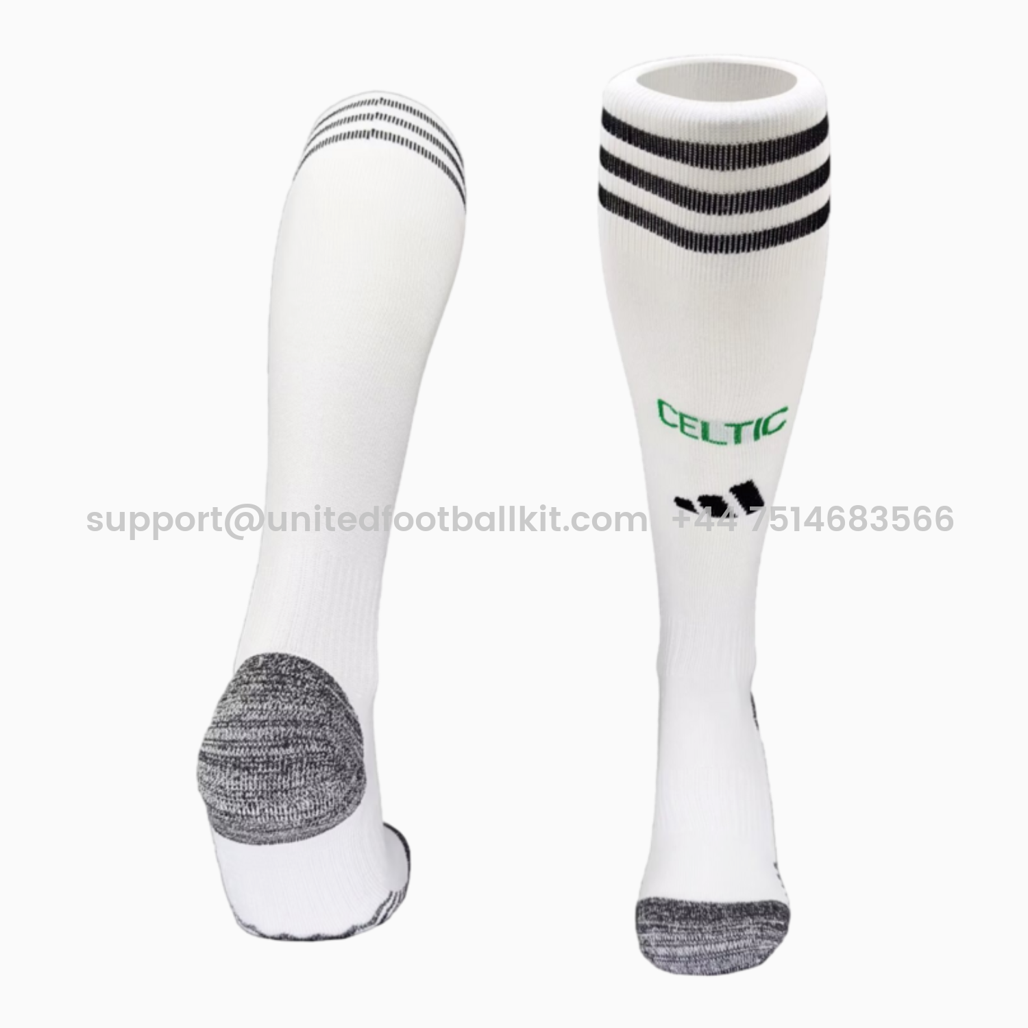Unitedfootballkit.com | Celtic 25-26 Home Socks - White -Customize Name, Number and Patch | Worldwide Shipping