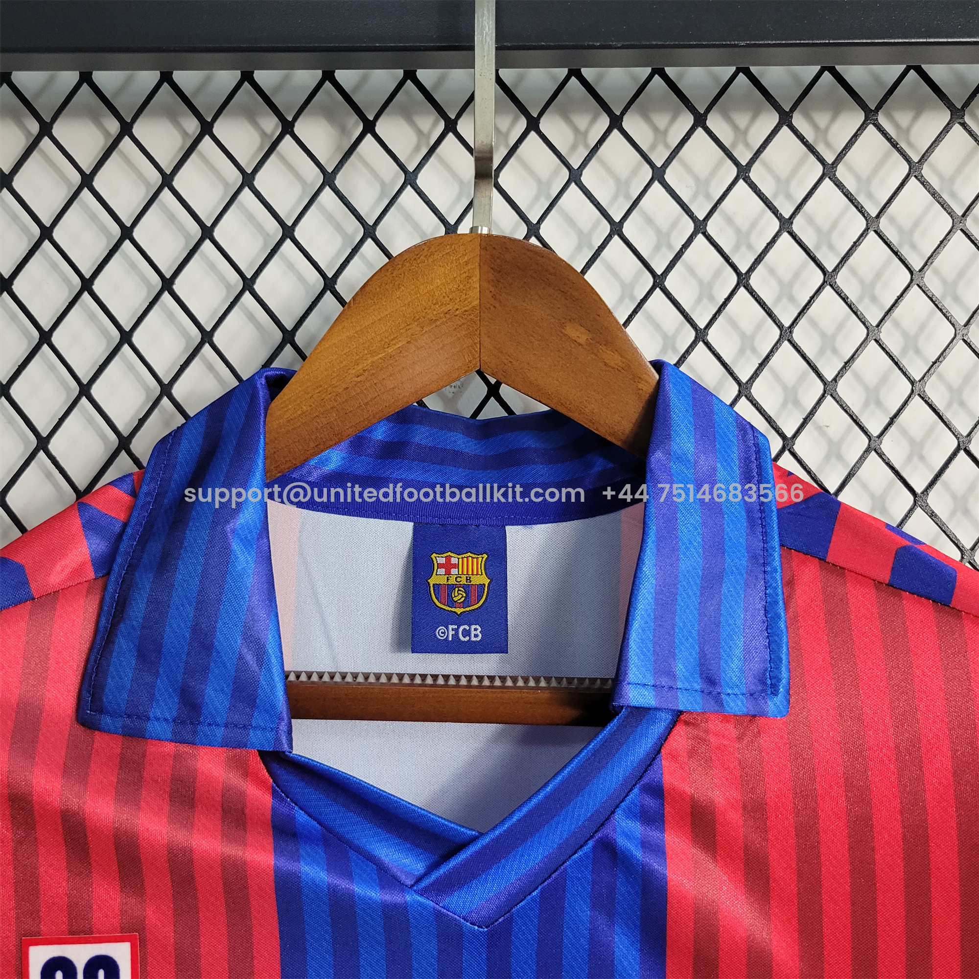 Unitedfootballkit.com | Retro Barcelona 90-92 Home Stadium Jersey -Customize Name, Number and Patch | Worldwide Shipping