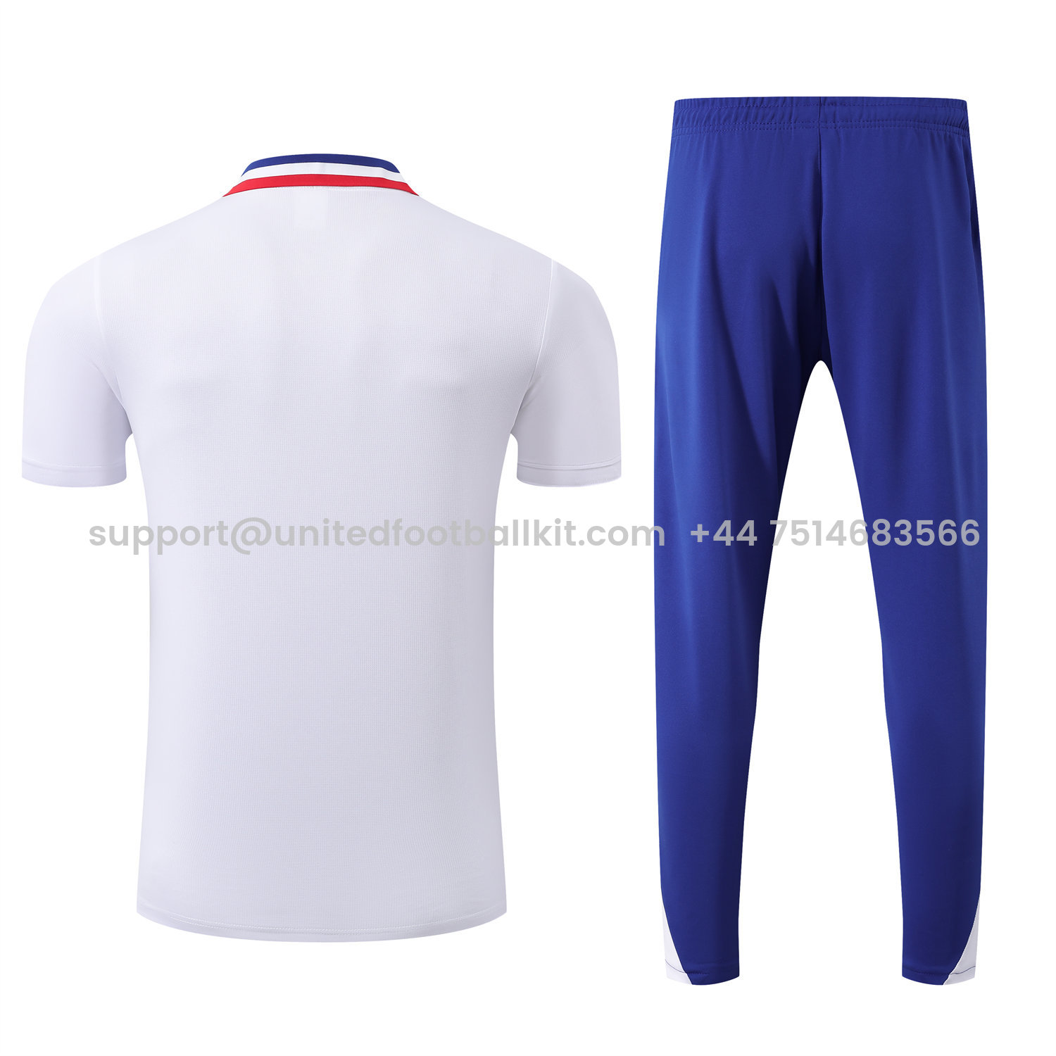 Unitedfootballkit.com | France 25-26 POLO Short-Sleeve Training Set - White Top and Blue Pants -Customize Name, Number and Patch | Worldwide Shipping