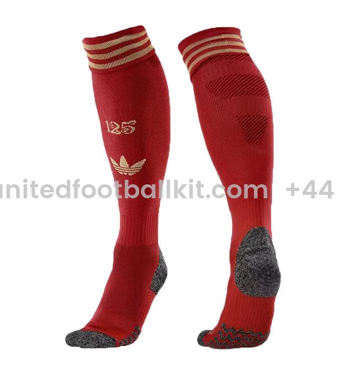 Unitedfootballkit.com | Bayern Munich 2025 125th Anniversary Socks - Red -Customize Name, Number and Patch | Worldwide Shipping