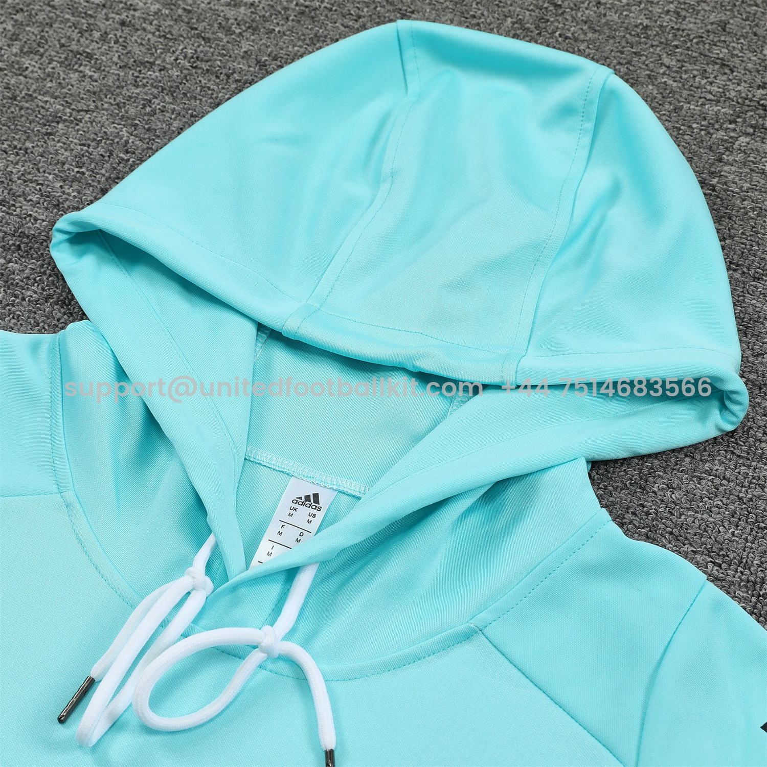 Unitedfootballkit.com | Real Madrid 24-25 Training Hoodie Set - Cyan Hoodie and Deep Blue Pants -Customize Name, Number and Patch | Worldwide Shipping