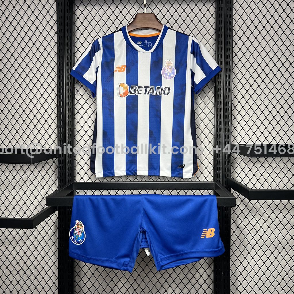 Unitedfootballkit.com | Porto 24-25 Home Stadium Kids Kit -Customize Name, Number and Patch | Worldwide Shipping