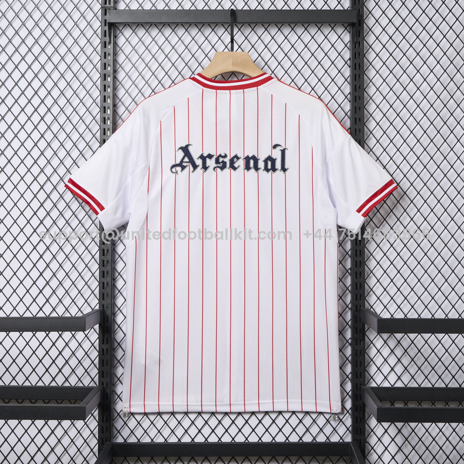 Unitedfootballkit.com | Arsenal 25-26 White Baseball Jersey with Red Stripes -Customize Name, Number and Patch | Worldwide Shipping