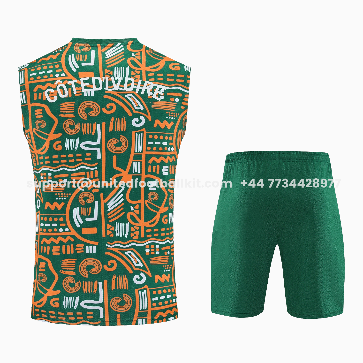 Unitedfootballkit.com | Ivory Coast 2026 Vest Training Set - Green Vest and Shorts -Customize Name, Number and Patch | Worldwide Shipping