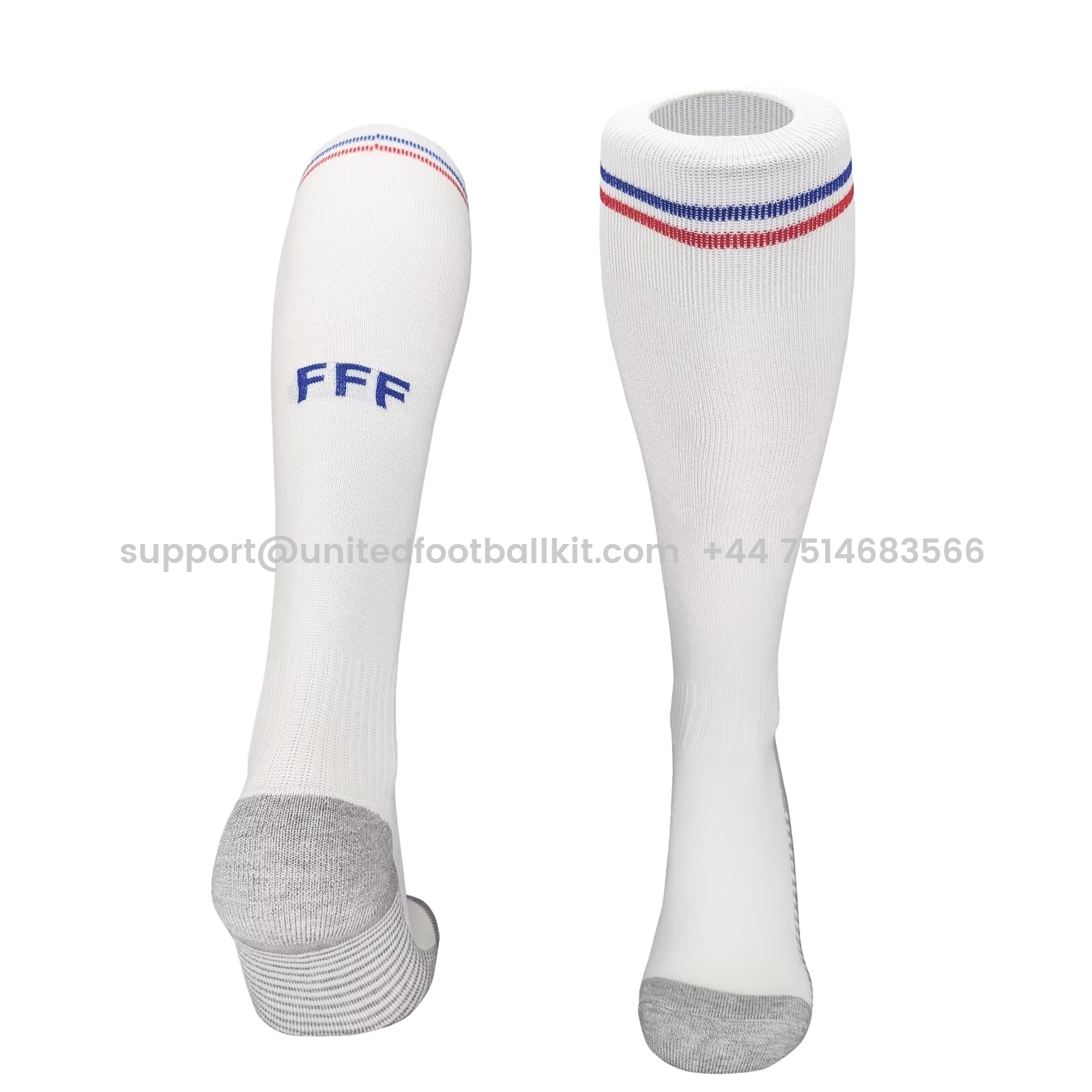 Unitedfootballkit.com | France 2024 Away Socks - White -Customize Name, Number and Patch | Worldwide Shipping