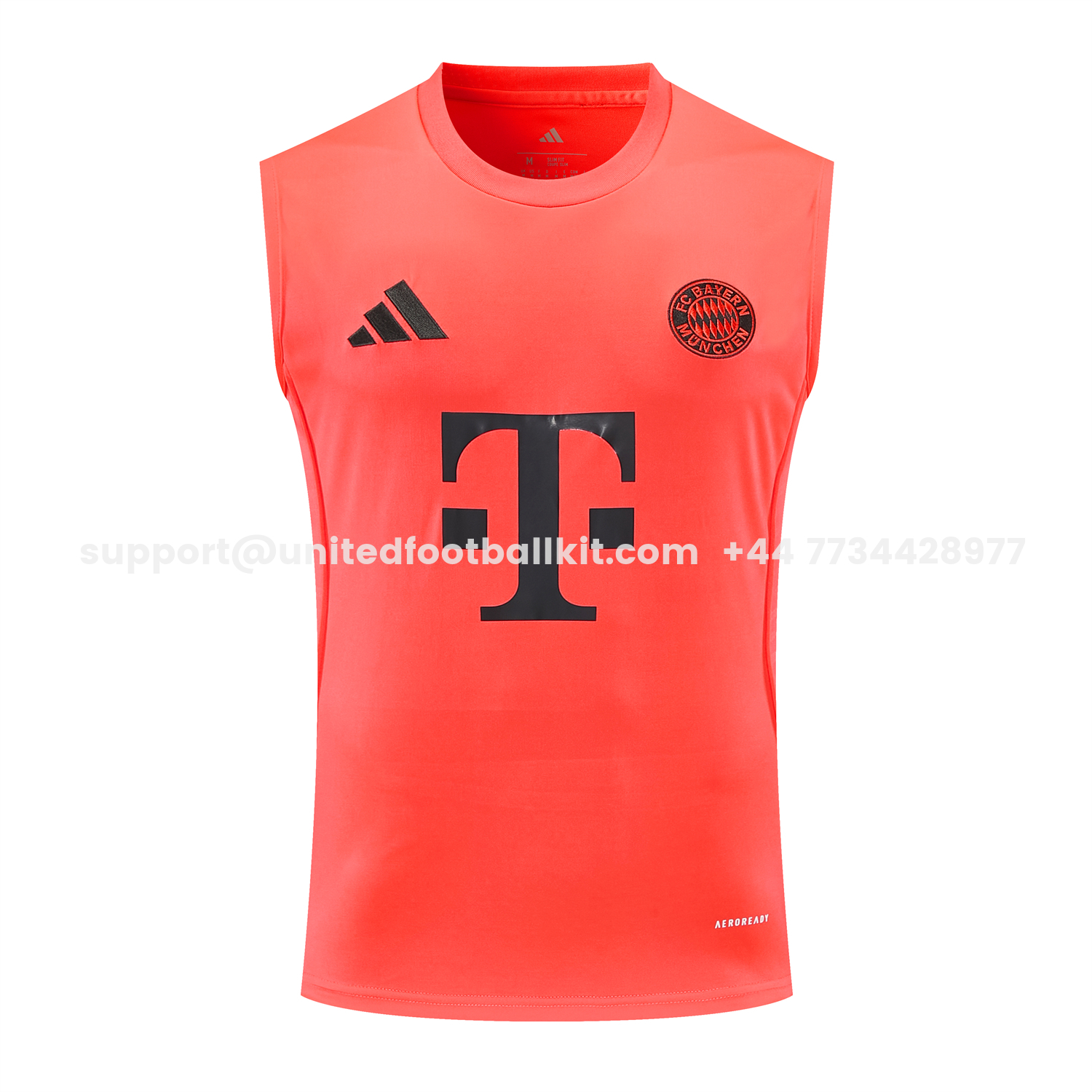 Unitedfootballkit.com | Bayern Munich 25-26 Vest Training Set - Coral With Black Accents Top & Black With Coral Accents Pants -Customize Name, Number and Patch | Worldwide Shipping