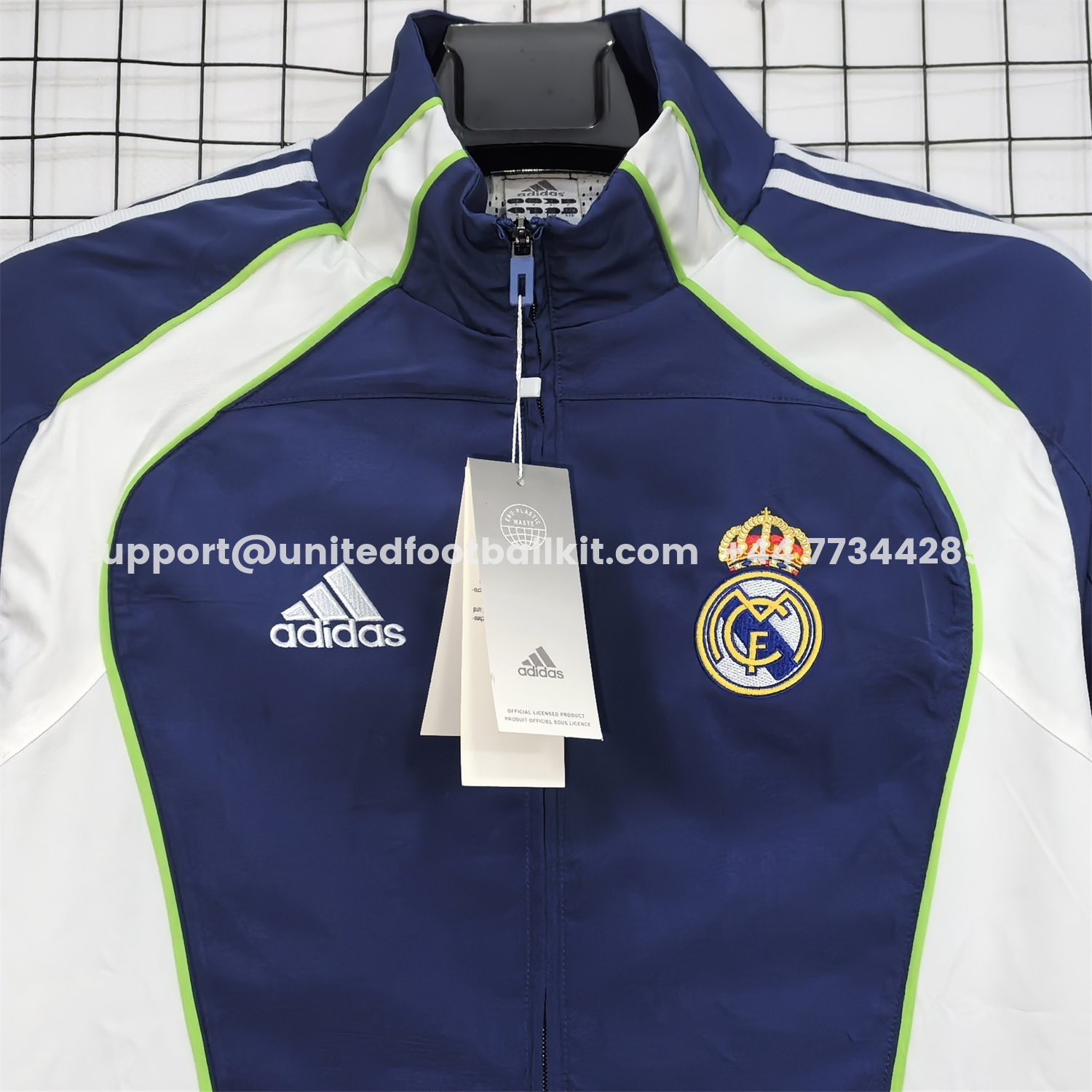 Unitedfootballkit.com | Retro Real Madrid 2010-11 Home Windbreaker Jacket - Blue -Customize Name, Number and Patch | Worldwide Shipping