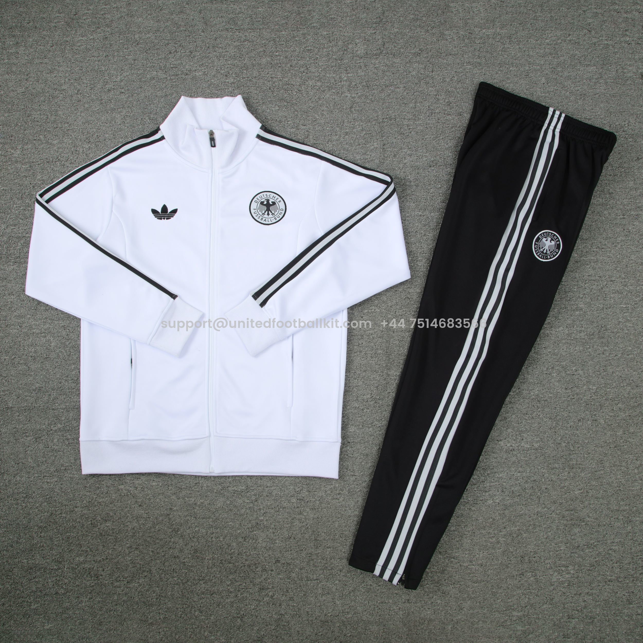 Unitedfootballkit.com | Germany 2024 Jacket Training Tracksuit - white -Customize Name, Number and Patch | Worldwide Shipping