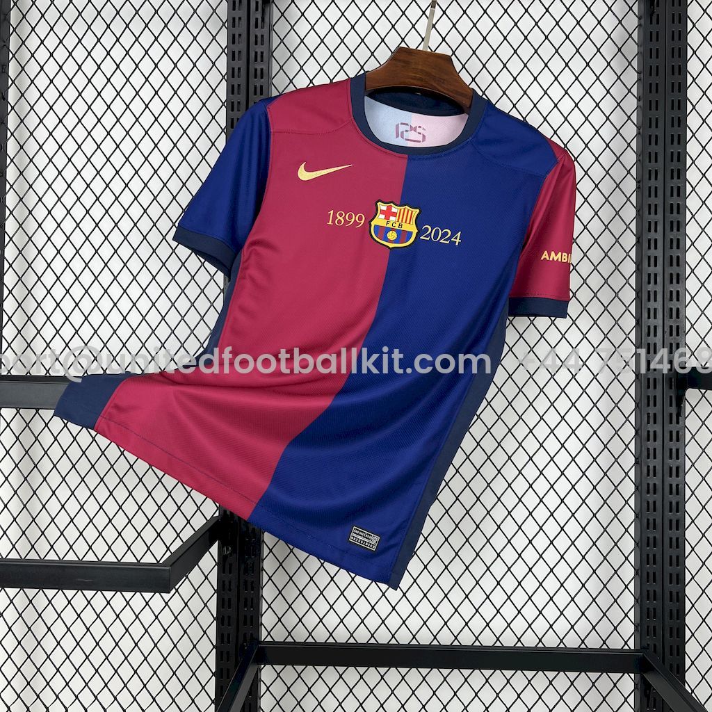 Unitedfootballkit.com | Barcelona 24-25 Home Unsponsored 125th Anniversary Jersey - Fans Version -Customize Name, Number and Patch | Worldwide Shipping