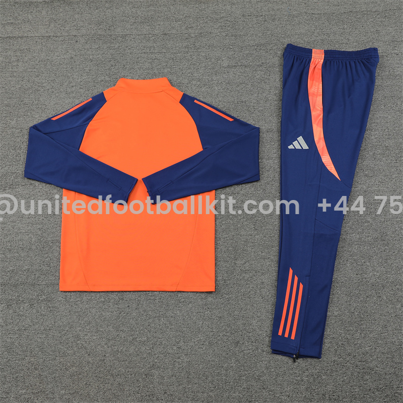 Unitedfootballkit.com | Manchester United 24-25 Long Sleeve Training Set - Orange -Customize Name, Number and Patch | Worldwide Shipping