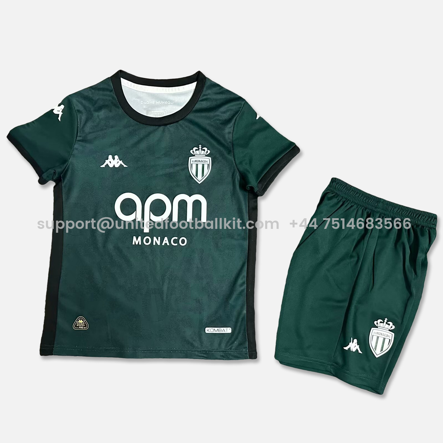 Unitedfootballkit.com | AS Monaco 24-25 Away Kids Kit -Customize Name, Number and Patch | Worldwide Shipping