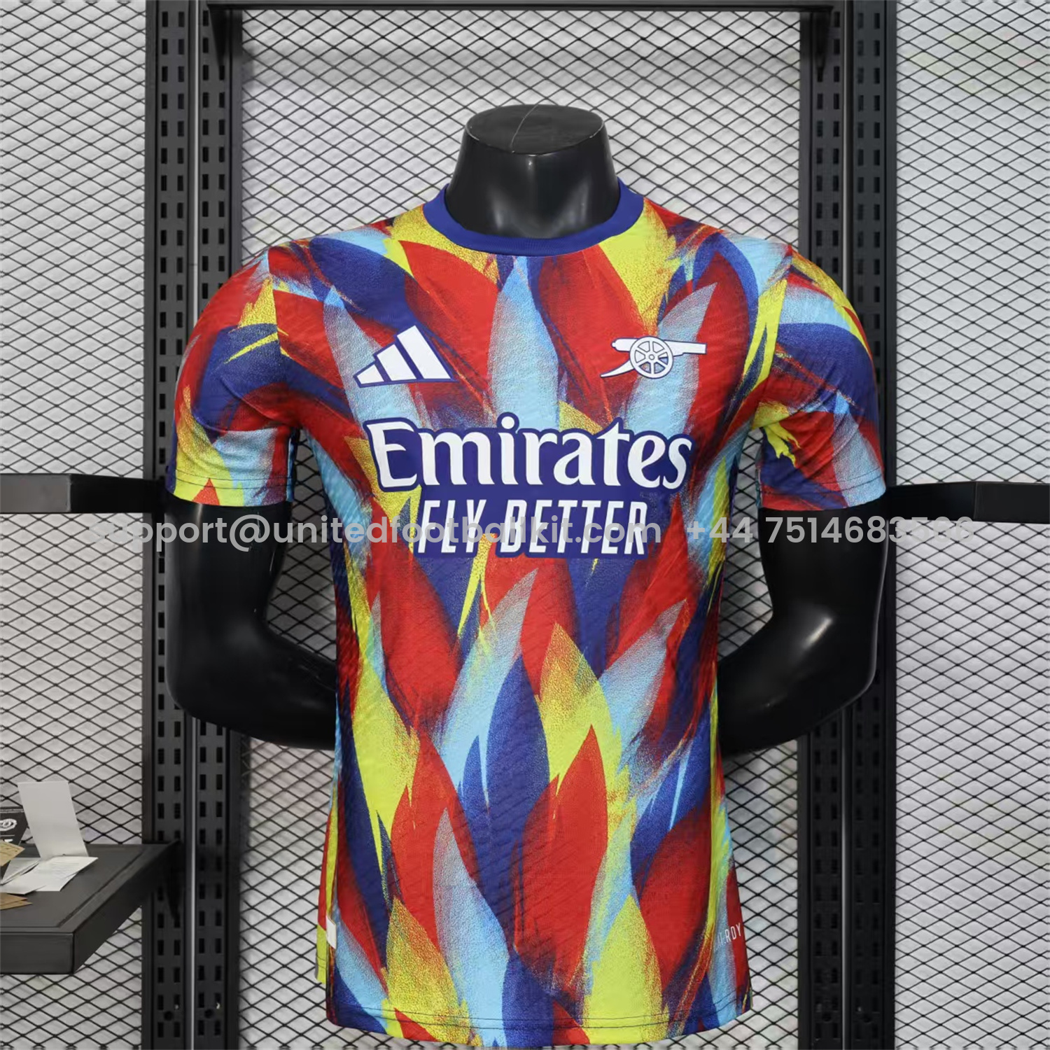 Unitedfootballkit.com | Arsenal 25-26 Colorful Flame Graffiti Pre-match Training Jersey - Player Version -Customize Name, Number and Patch | Worldwide Shipping