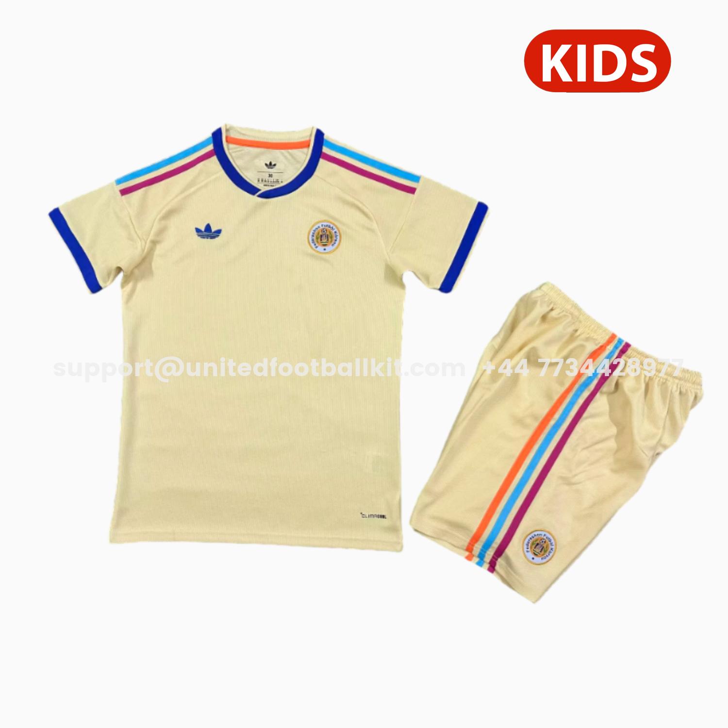 Unitedfootballkit.com | Curaçao 25-26 Away Yellow Kids Kit -Customize Name, Number and Patch | Worldwide Shipping