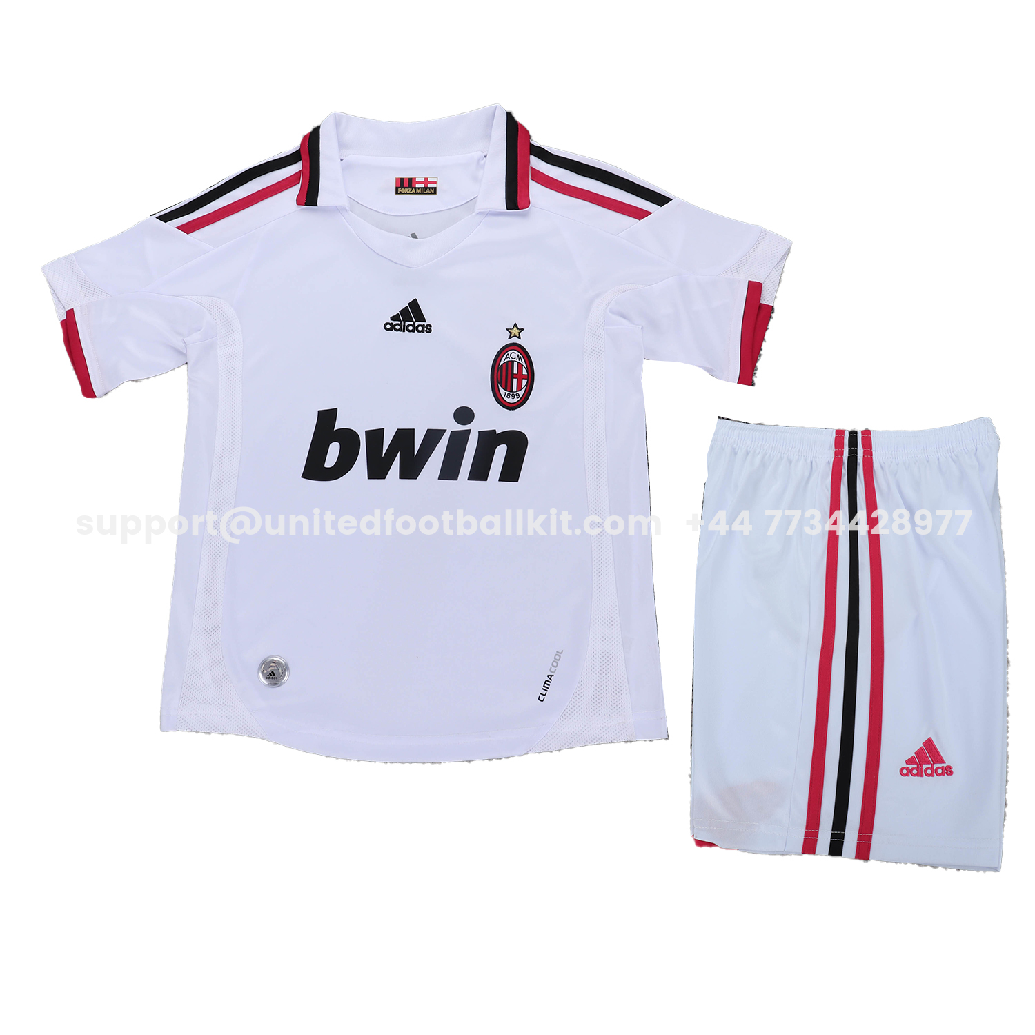 Unitedfootballkit.com | Retro AC Milan 2009-10 Away White Kids Kit -Customize Name, Number and Patch | Worldwide Shipping
