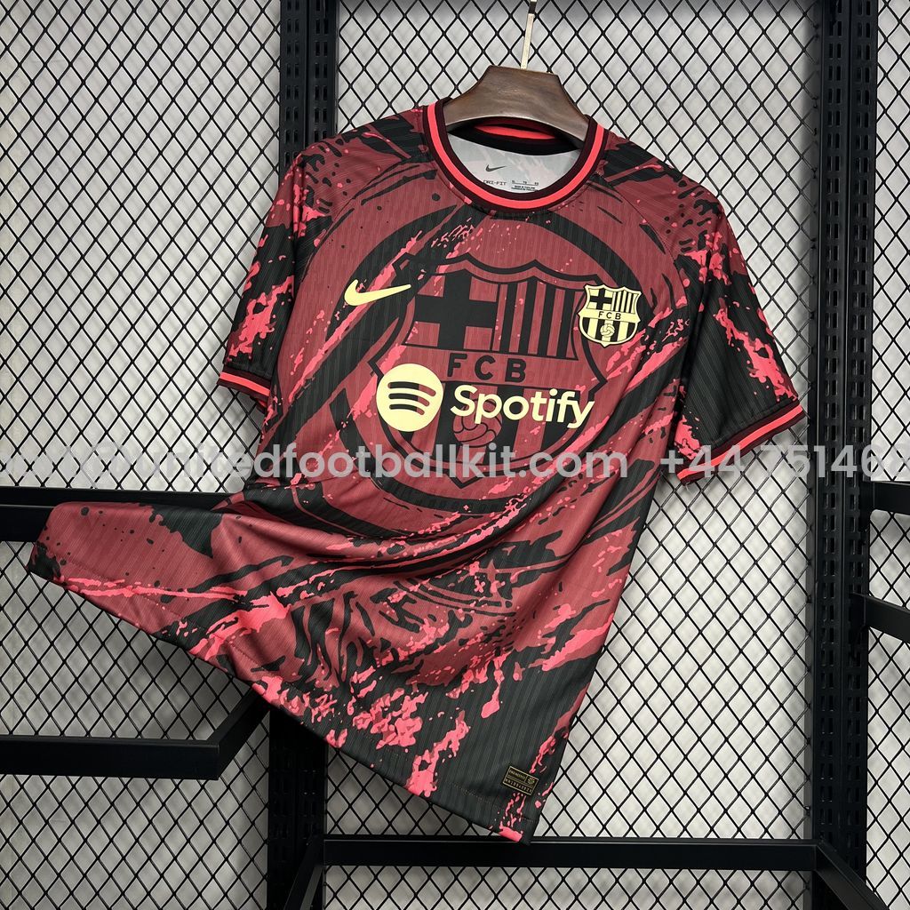 Unitedfootballkit.com | Barcelona 24-25 Red Crest Special Edition Jersey - Fans Version -Customize Name, Number and Patch | Worldwide Shipping