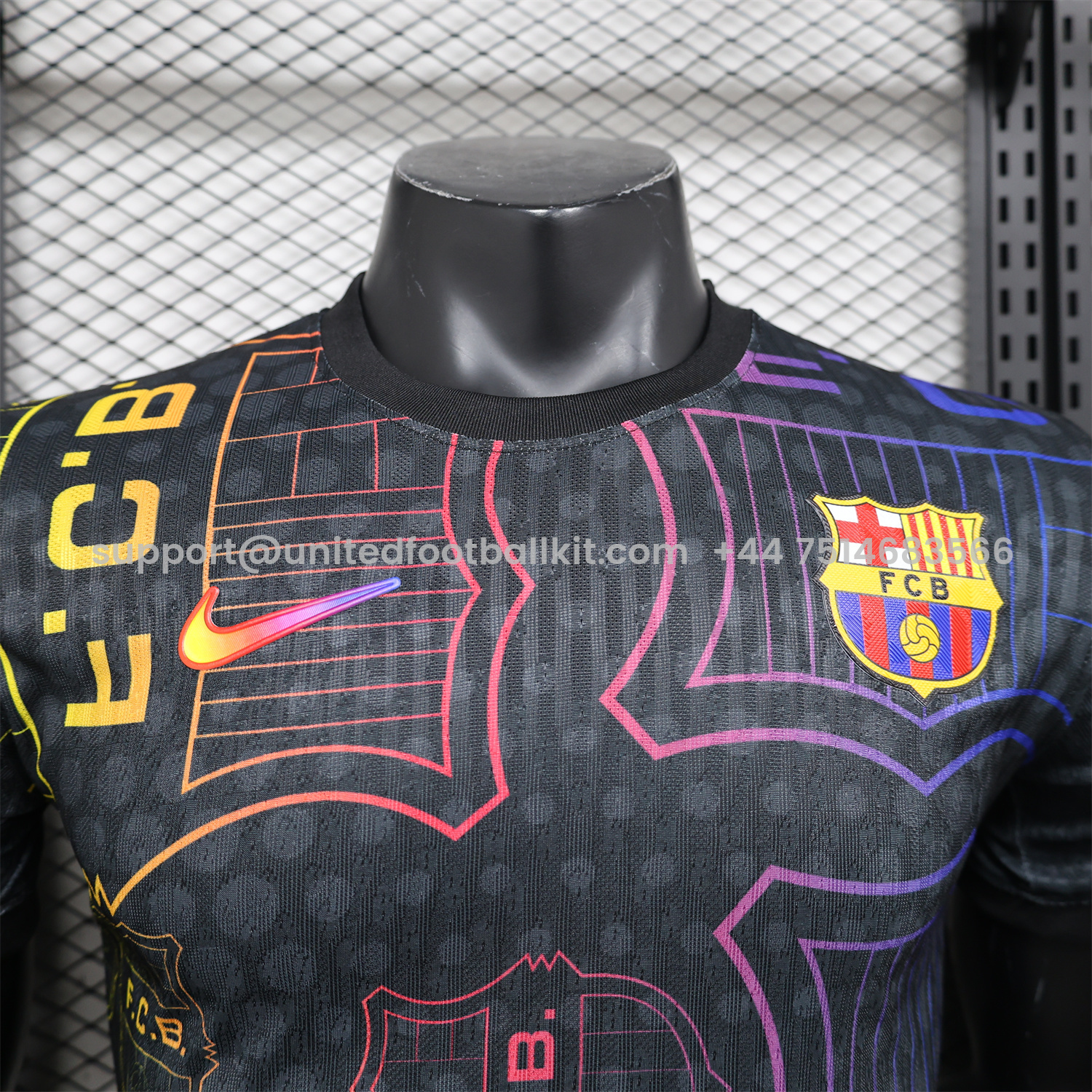 Unitedfootballkit.com | Barcelona 24-25 Black Fluorescent ICON Special Edition Jersey - Player Version -Customize Name, Number and Patch | Worldwide Shipping