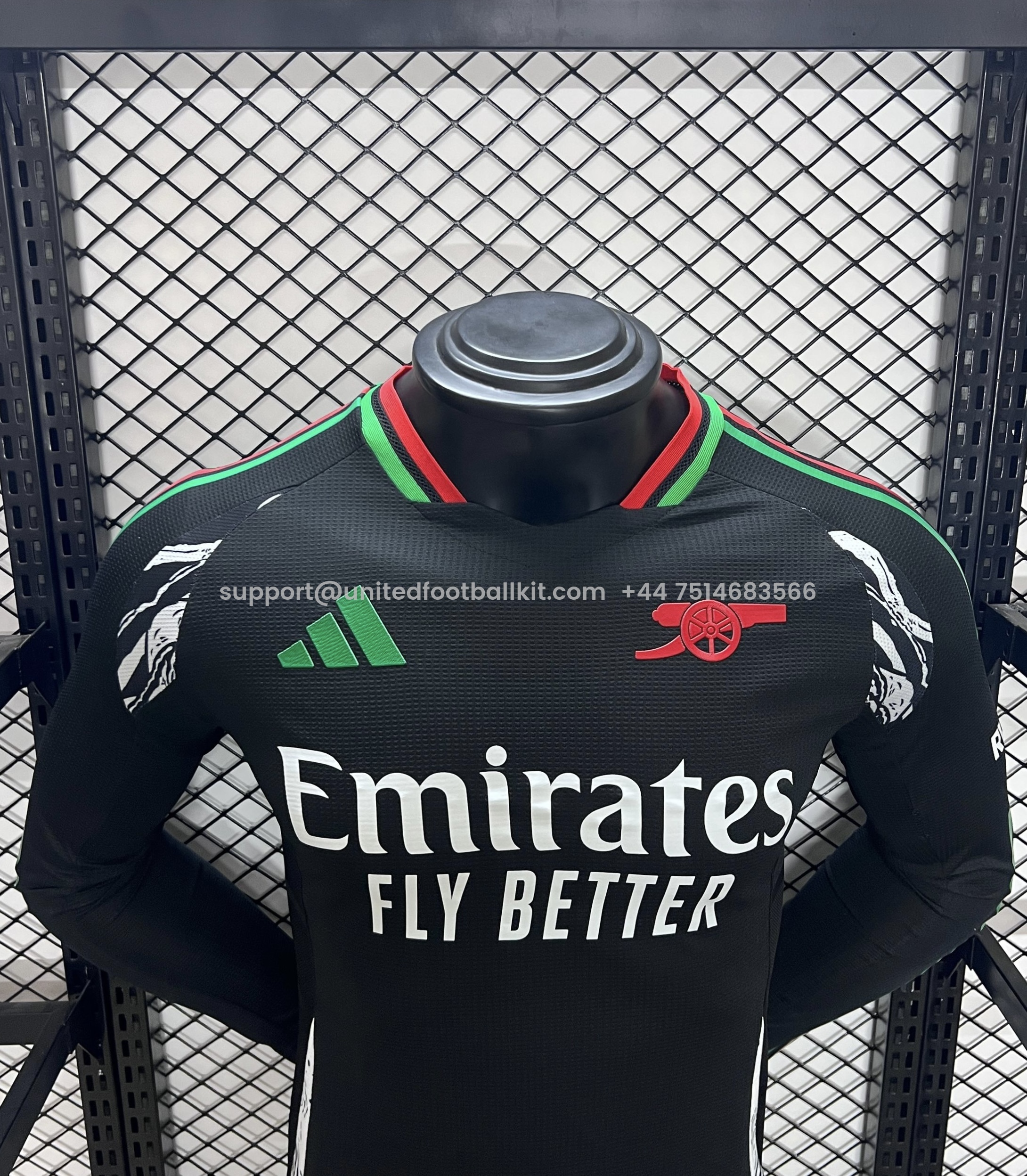 Unitedfootballkit.com | Arsenal 24-25 Away Long Sleeve Jersey - Player Version -Customize Name, Number and Patch | Worldwide Shipping