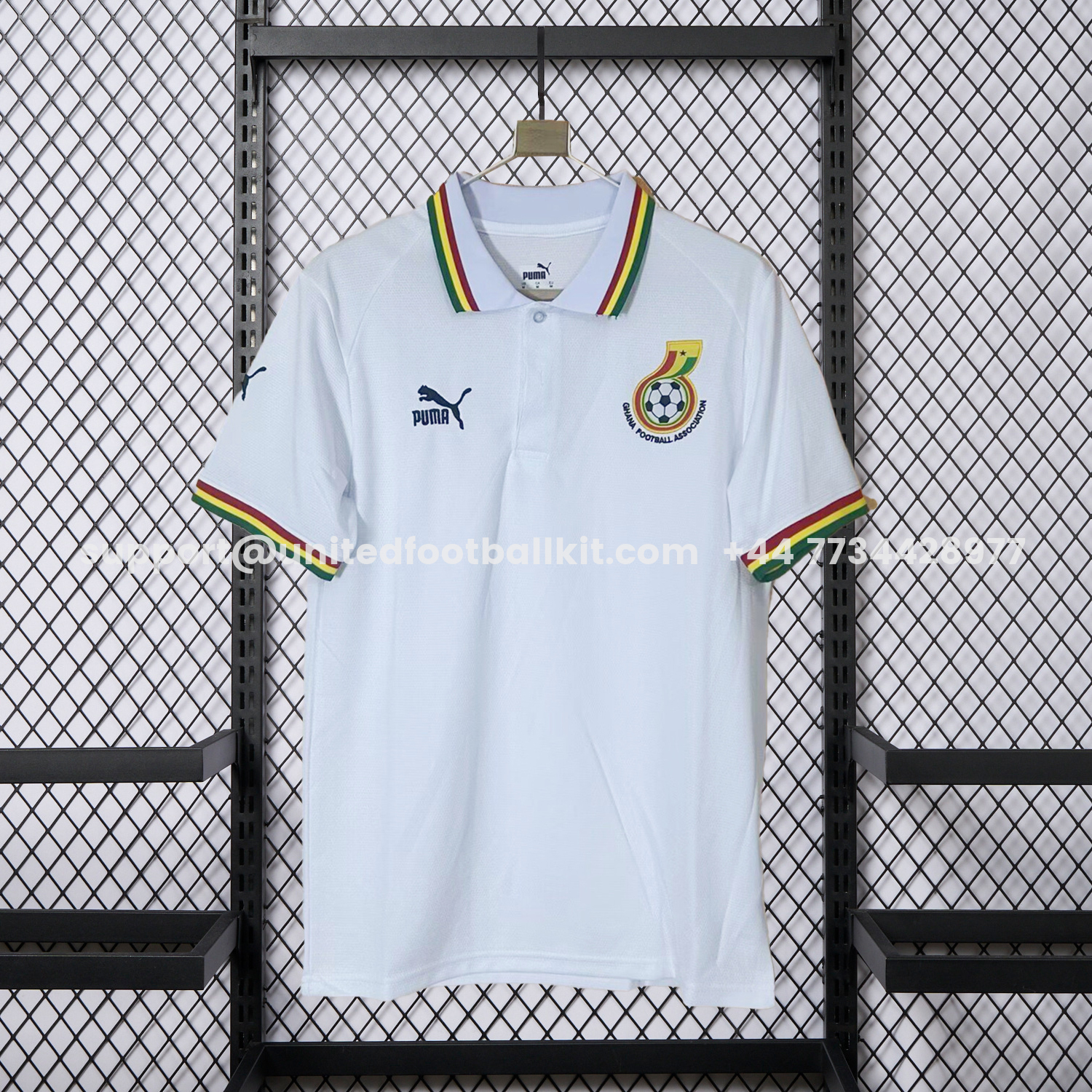 Unitedfootballkit.com | Ghana 2026 White Polo Jersey - Fans Version -Customize Name, Number and Patch | Worldwide Shipping