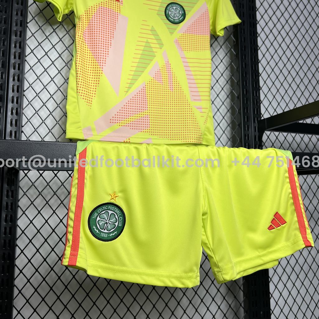 Unitedfootballkit.com | Celtic 24-25 Green Goalkeeper Kids Kit -Customize Name, Number and Patch | Worldwide Shipping
