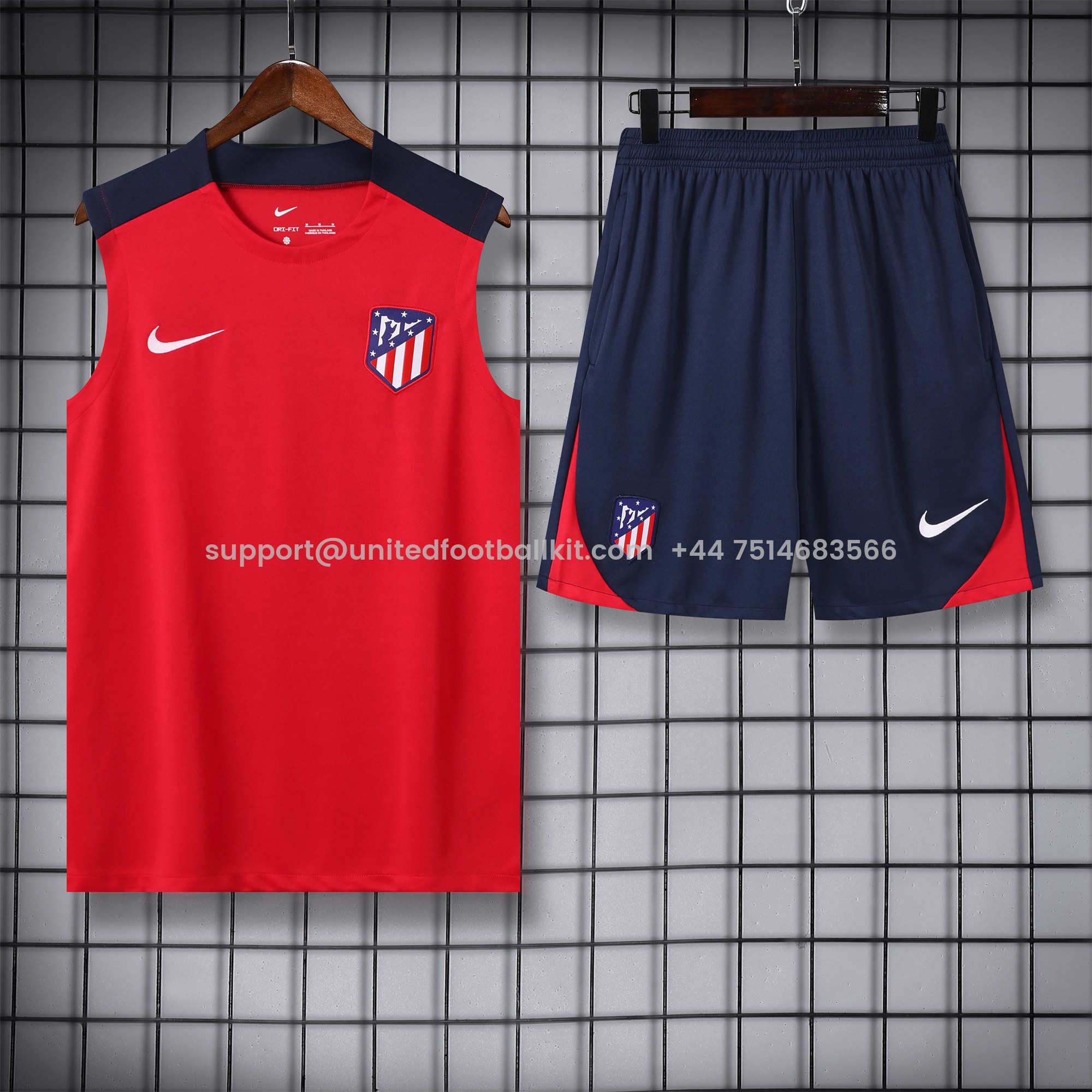 Unitedfootballkit.com | Atletico Madrid 24-25 Vest Training Set - Red -Customize Name, Number and Patch | Worldwide Shipping