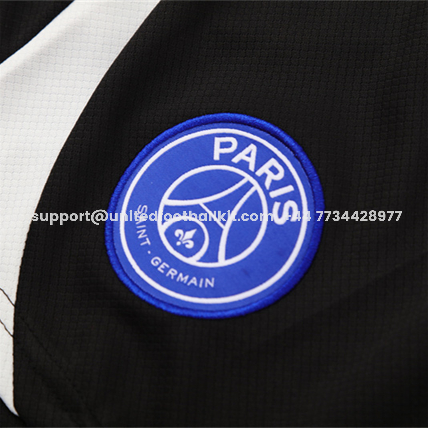 Unitedfootballkit.com | Paris Saint-Germain PSG 25-26 Short-Sleeve Training Set - White Top & Black Shorts -Customize Name, Number and Patch | Worldwide Shipping
