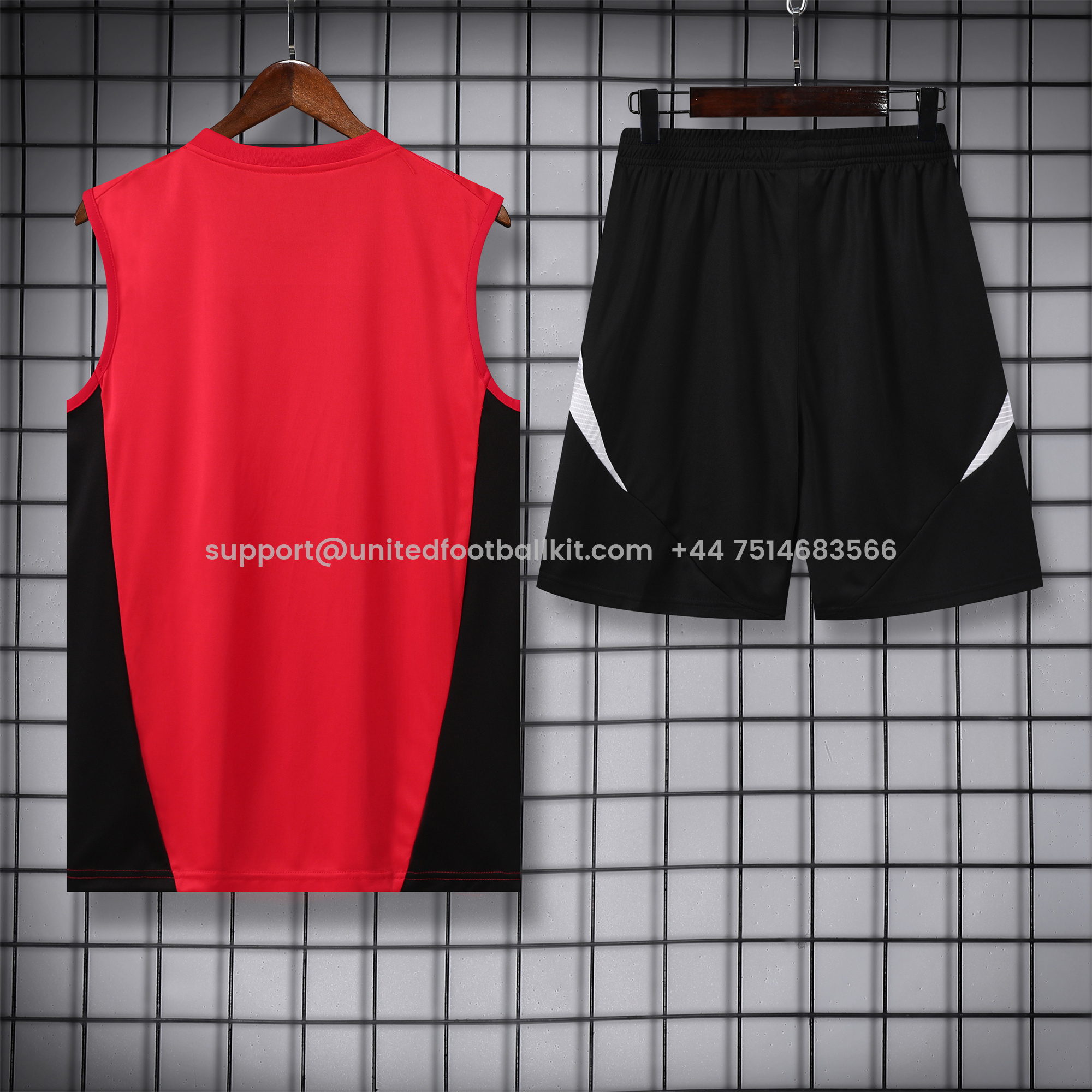 Unitedfootballkit.com | Manchester United 24-25 Vest Training Set - Red -Customize Name, Number and Patch | Worldwide Shipping