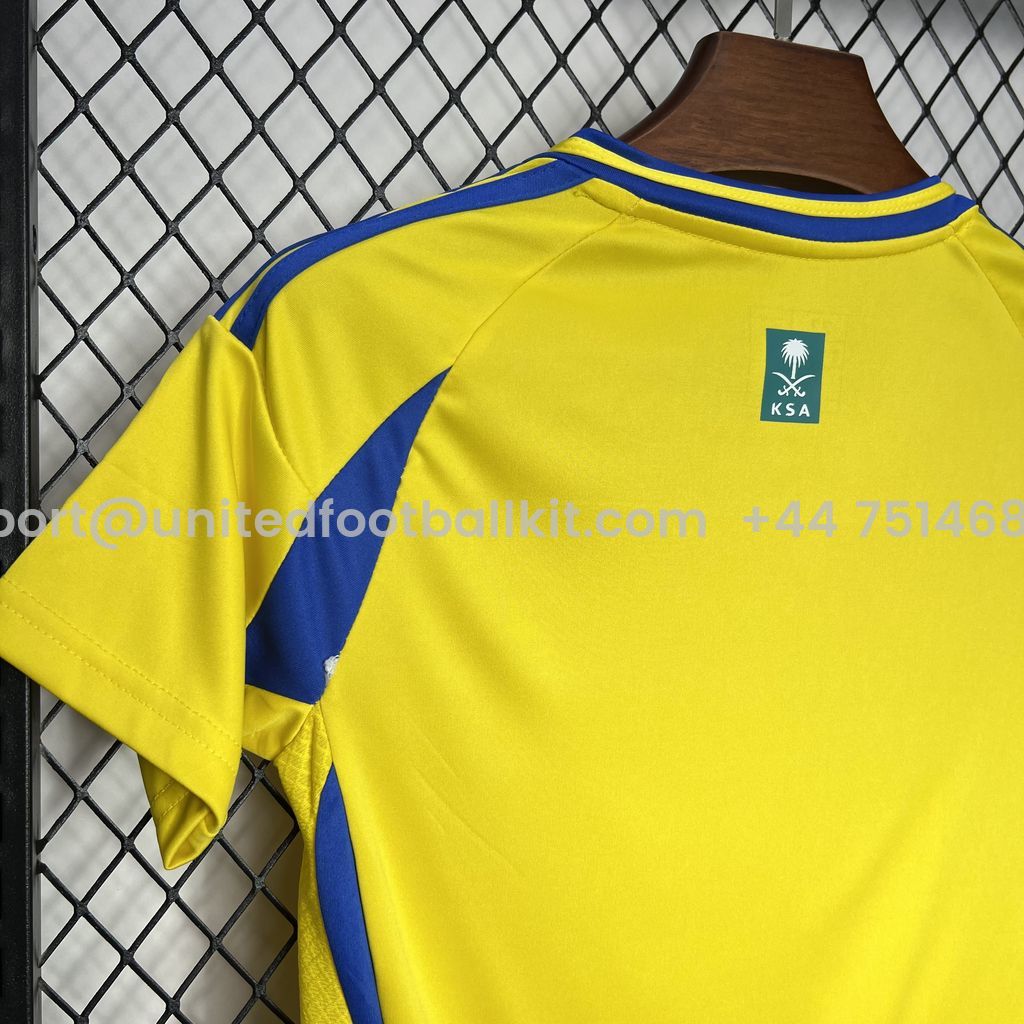 Unitedfootballkit.com | Al Nassr Riyadh Victory 24-25 Home Stadium Kids Kit -Customize Name, Number and Patch | Worldwide Shipping