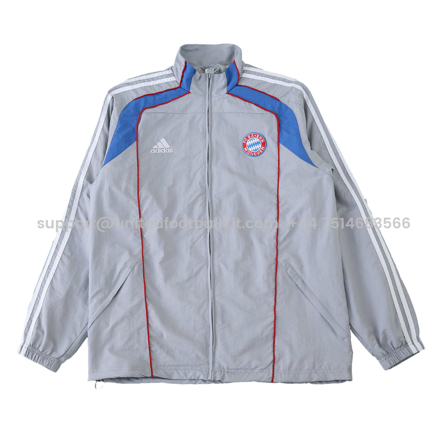Unitedfootballkit.com | Bayern Munich 25-26 Grey Throwback Windbreaker Jacket - Grey -Customize Name, Number and Patch | Worldwide Shipping