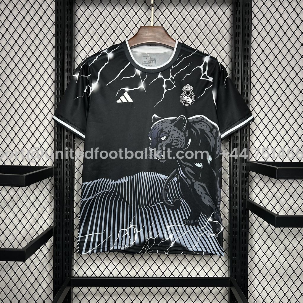 Unitedfootballkit.com | Real Madrid 24-25 Black Leopard Jersey - Fans Version -Customize Name, Number and Patch | Worldwide Shipping