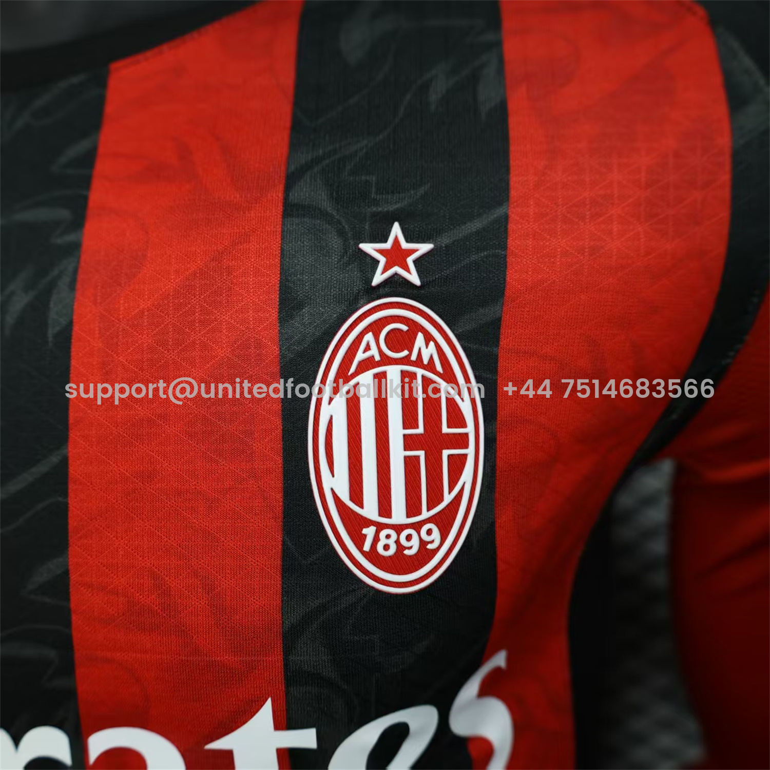Unitedfootballkit.com | AC Milan 25-26 Home Long Sleeves Jersey - Player Version -Customize Name, Number and Patch | Worldwide Shipping