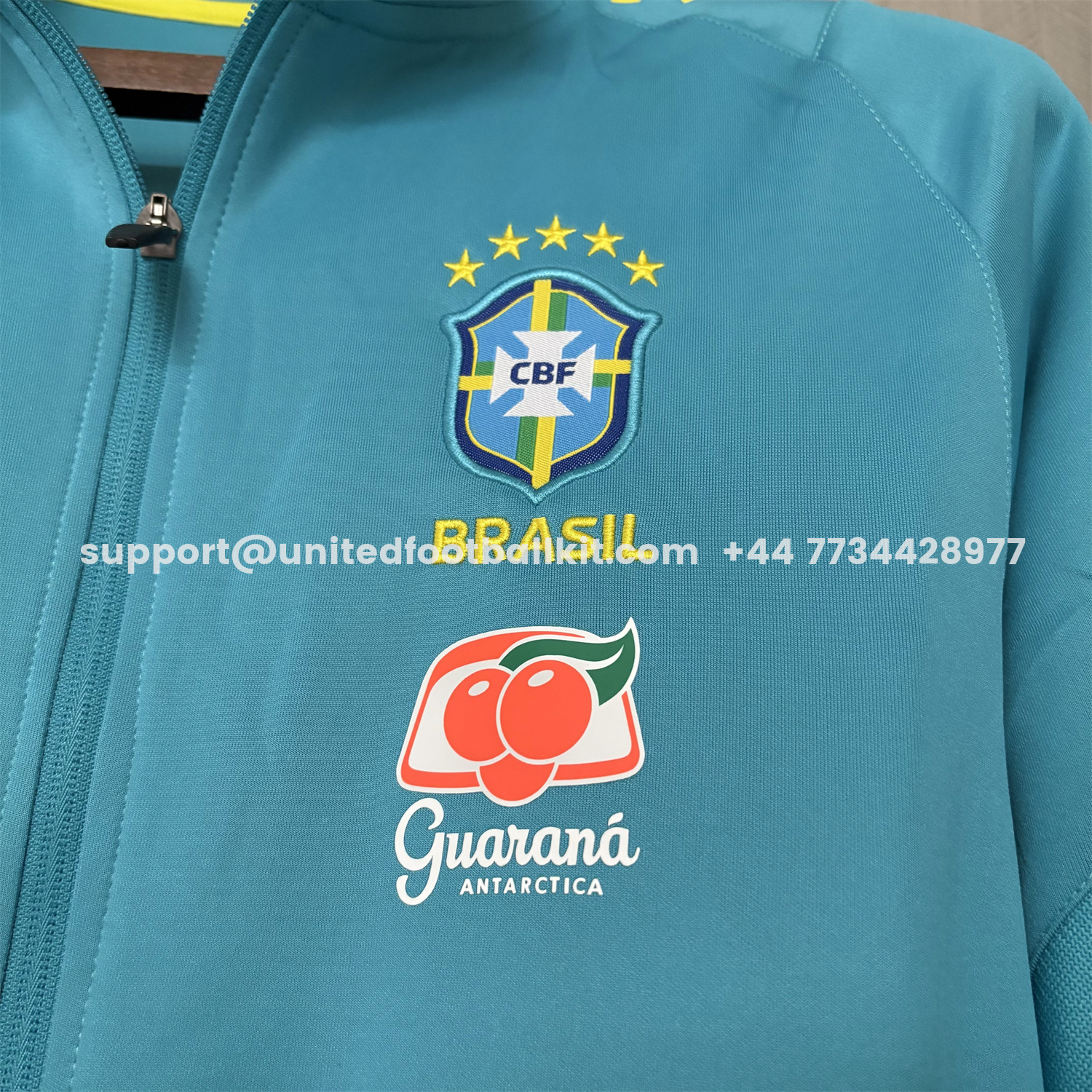 Unitedfootballkit.com | Retro Brazil 2022 Pre-Match Cyan Windbreaker -Customize Name, Number and Patch | Worldwide Shipping