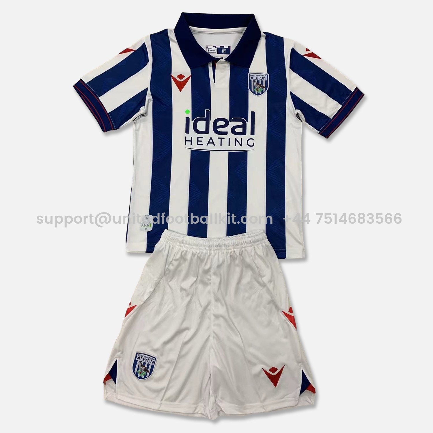 Unitedfootballkit.com | West Bromwich 24-25 Home Kids Kit -Customize Name, Number and Patch | Worldwide Shipping