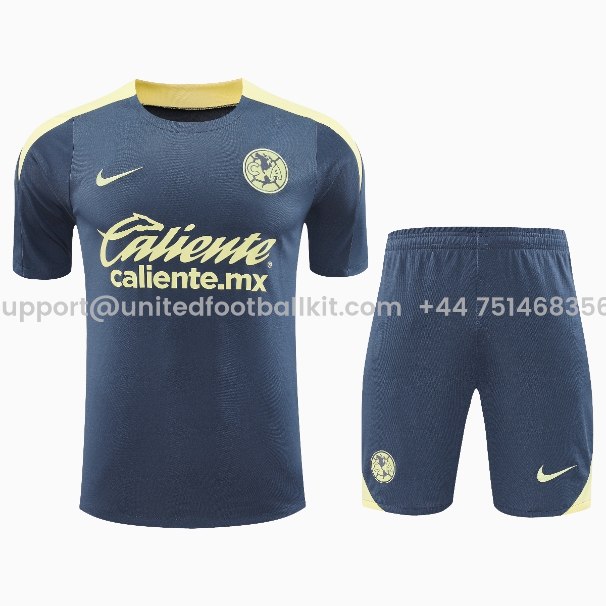 Unitedfootballkit.com | Club América 24-25 Short-Sleeve Training Set - Grey Top & Shorts -Customize Name, Number and Patch | Worldwide Shipping