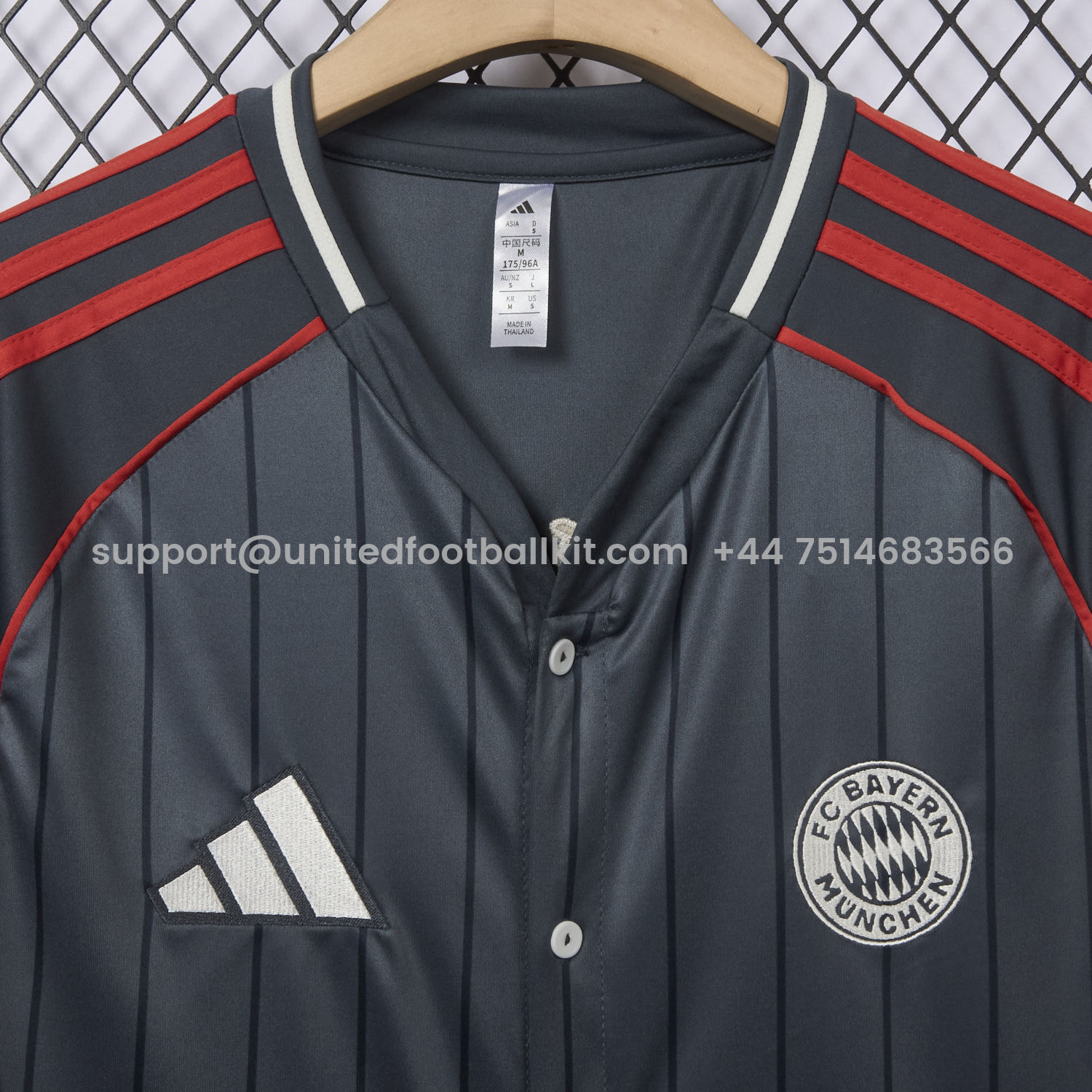 Unitedfootballkit.com | Bayern Munich 25-26 Deep Grey Baseball Jersey -Customize Name, Number and Patch | Worldwide Shipping