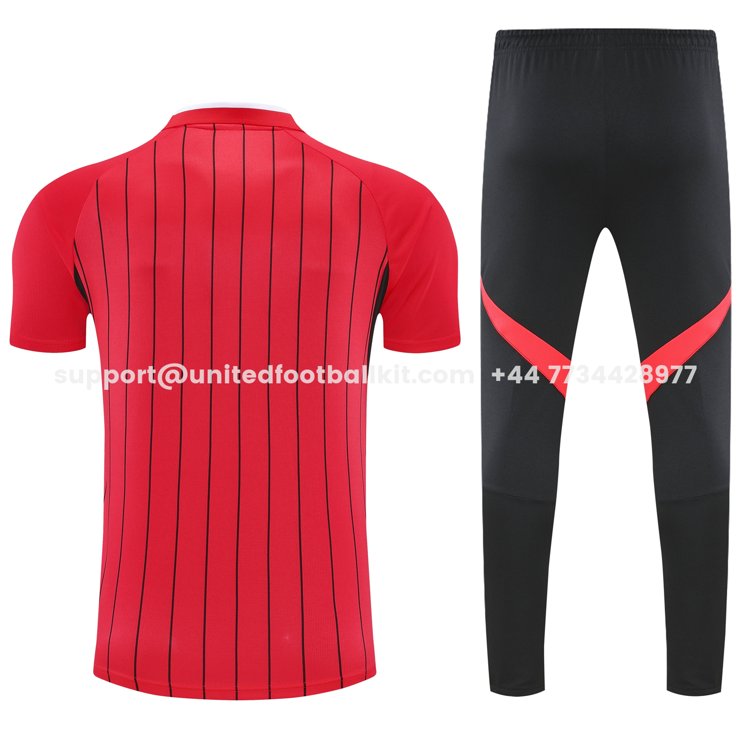 Unitedfootballkit.com | Manchester United 25-26 POLO Short-Sleeve Training Set - Red Top and Black Pants -Customize Name, Number and Patch | Worldwide Shipping