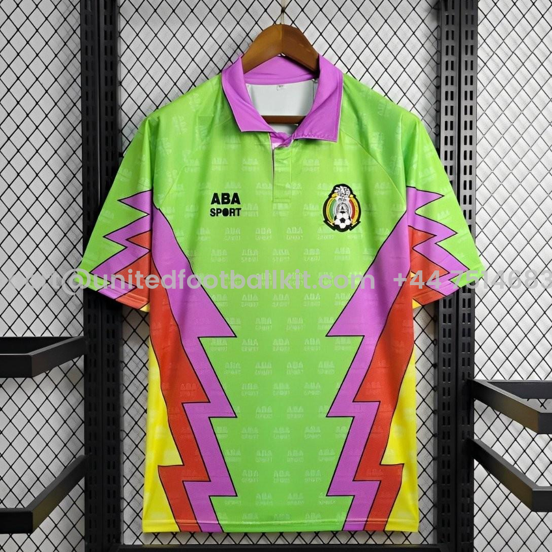 Unitedfootballkit.com | Retro Mexico 1994 Goalkeeper Green Jersey -Customize Name, Number and Patch | Worldwide Shipping