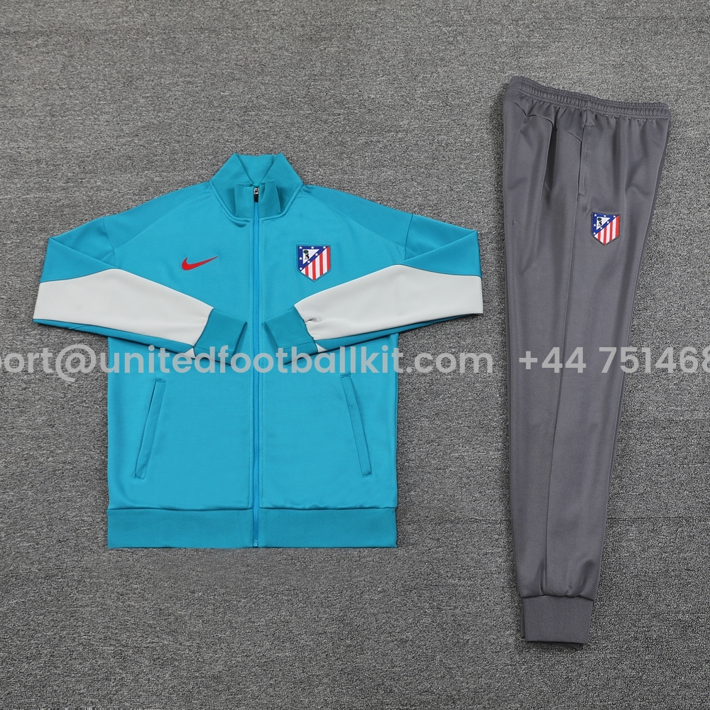 Unitedfootballkit.com | Atletico Madrid 24-25 Jacket Training Tracksuit - Lake Blue -Customize Name, Number and Patch | Worldwide Shipping